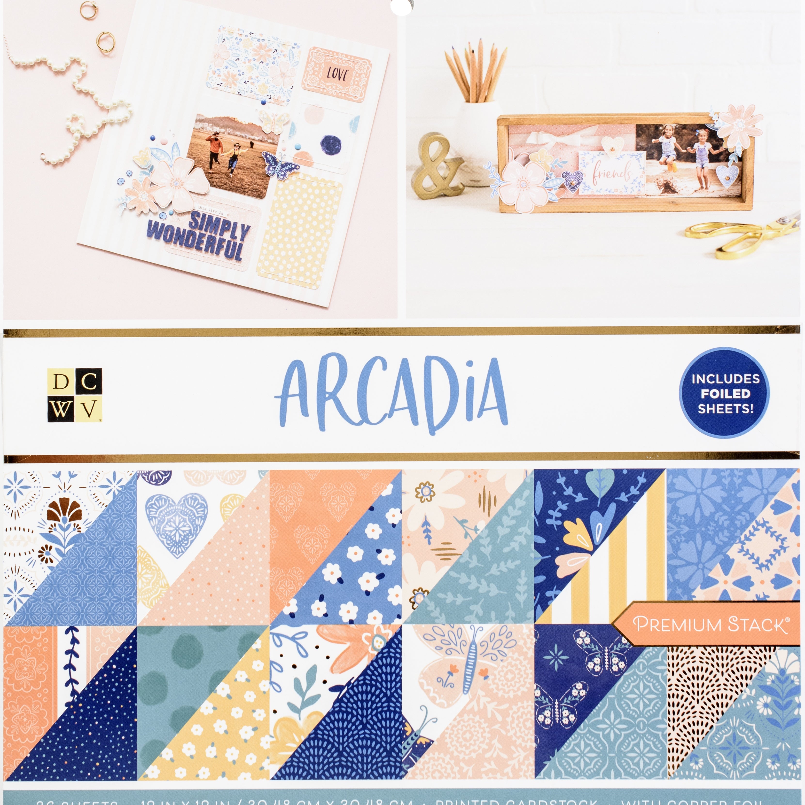 DCWV Double-Sided 12x12" Cardstock Stack - Arcadia, with Copper Foil