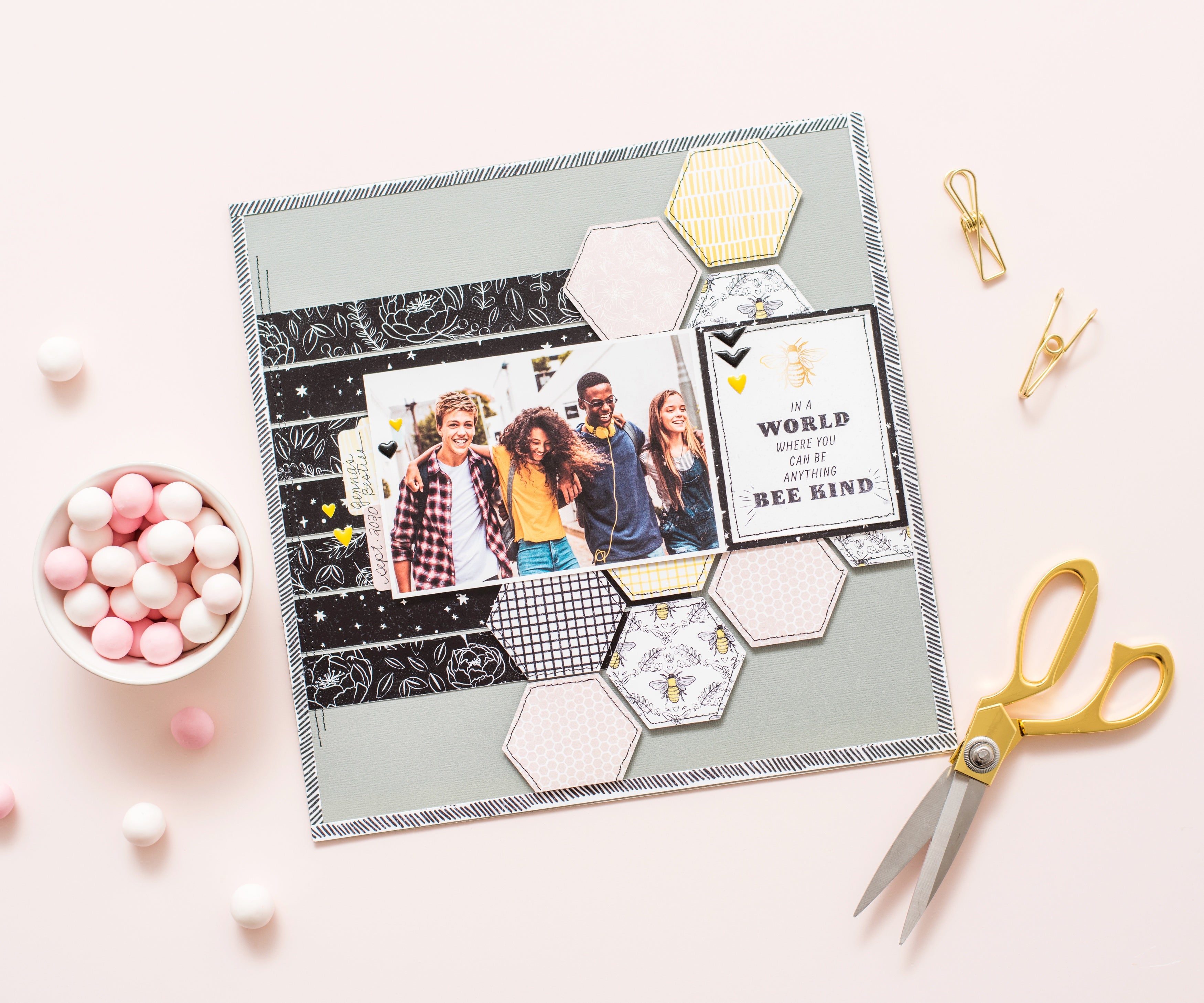 DCWV Double-Sided 12x12" Cardstock Stack  with Gold Foil - Honey Blossoms