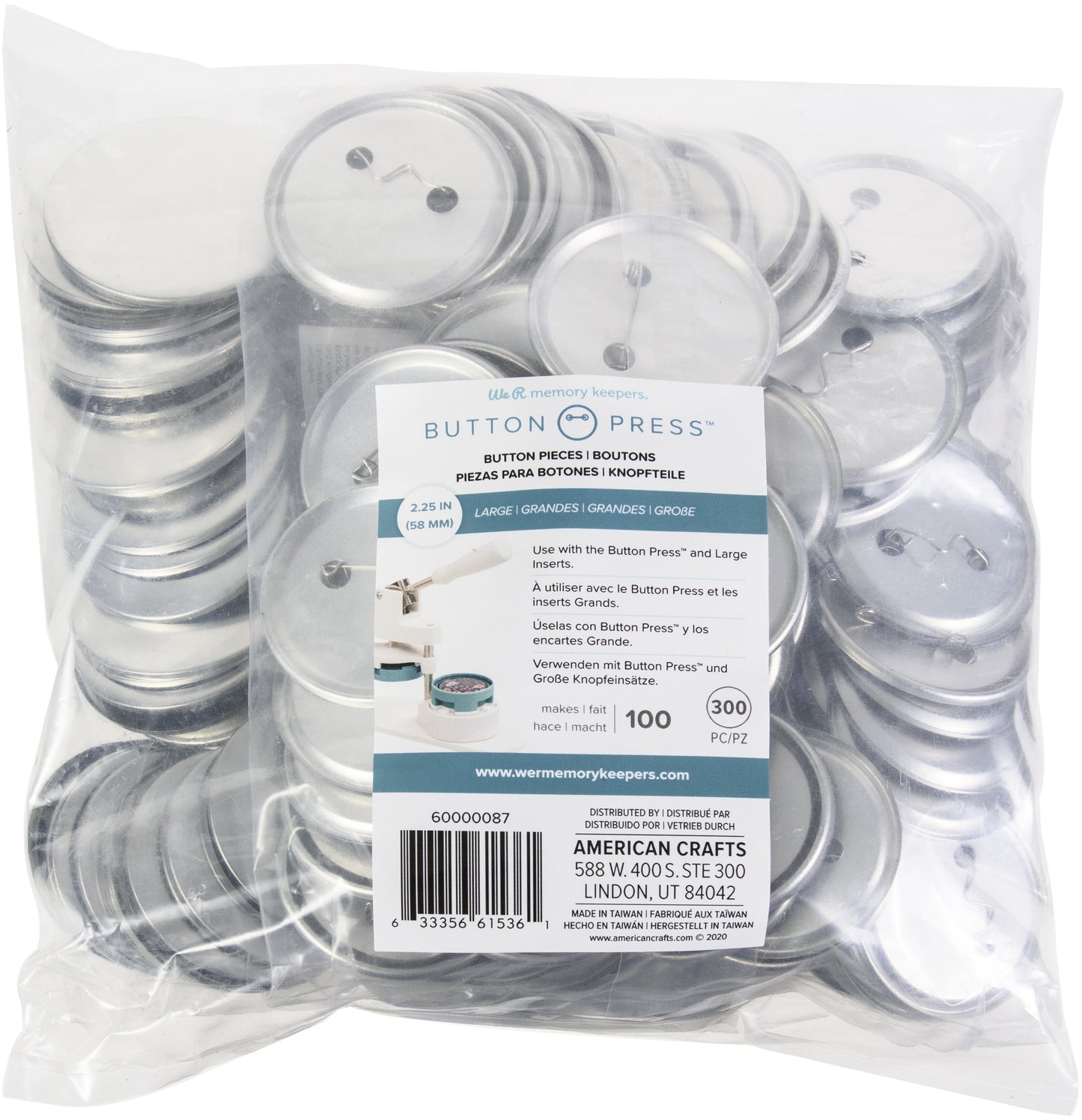 We R Memory Keepers Button Press Bulk Refill Pack 100/Pkg-Large (58mm)