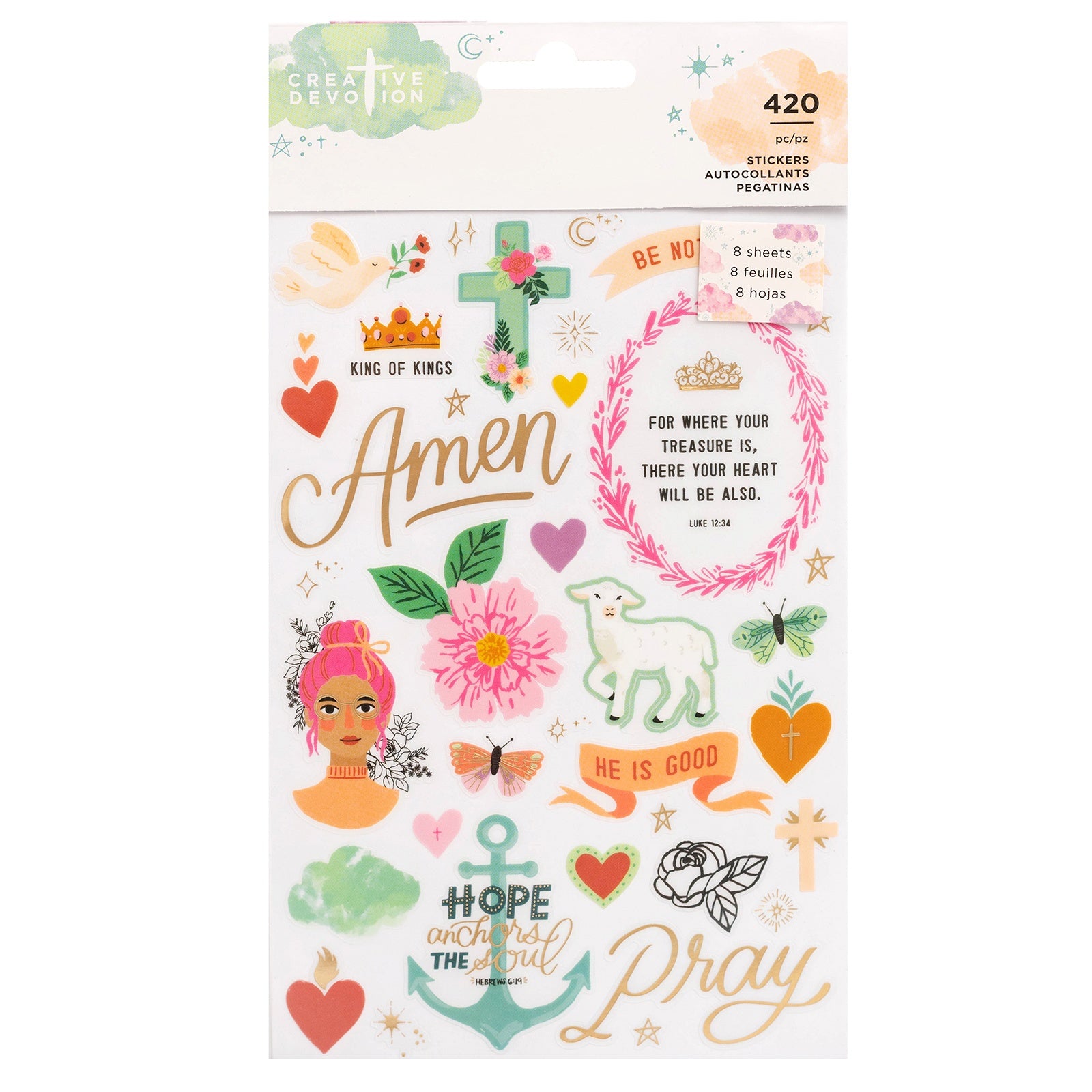 Creative Devotion Draw Near Sticker Book 8/Sheets-W/Gold Foil Accents, 418/Pkg