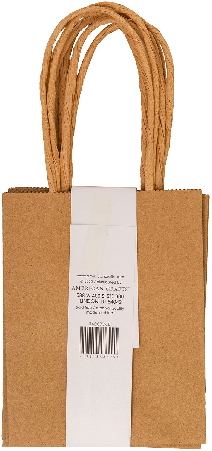 American Crafts Fancy That Mini Gift Bags 3.875"X5" 5/Pkg-Kraft