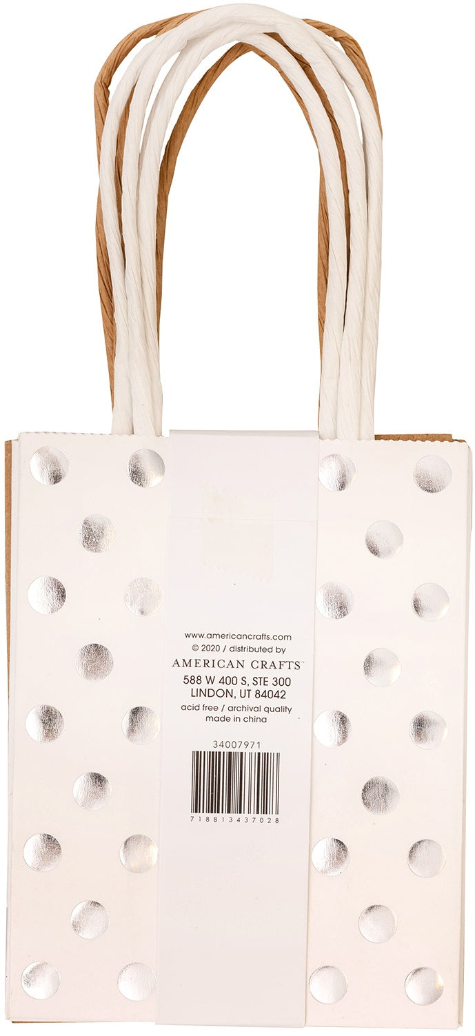 American Crafts Fancy That Mini Gift Bags 3.875"X5" 4/Pkg-Gold Foil Polka Dot