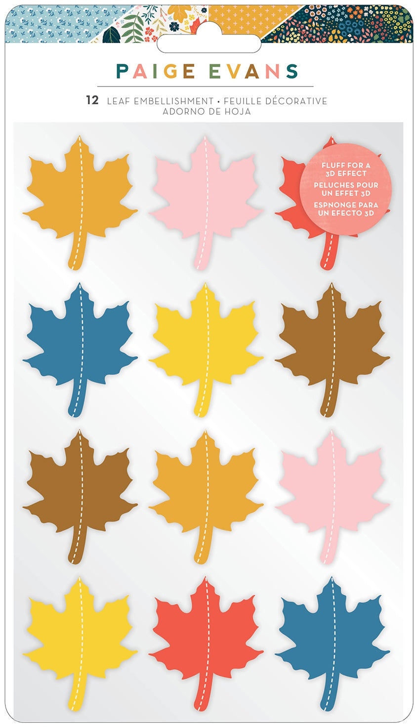 Paige Evans Bungalow Lane Dimensional Stickers 12/Pkg-Leaf Embellishment