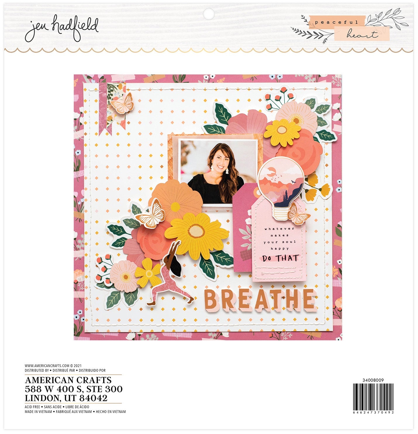 American Crafts Single-Sided Paper Pad 12"X12" 48/Pkg-Jen Hadfield Peaceful Heart