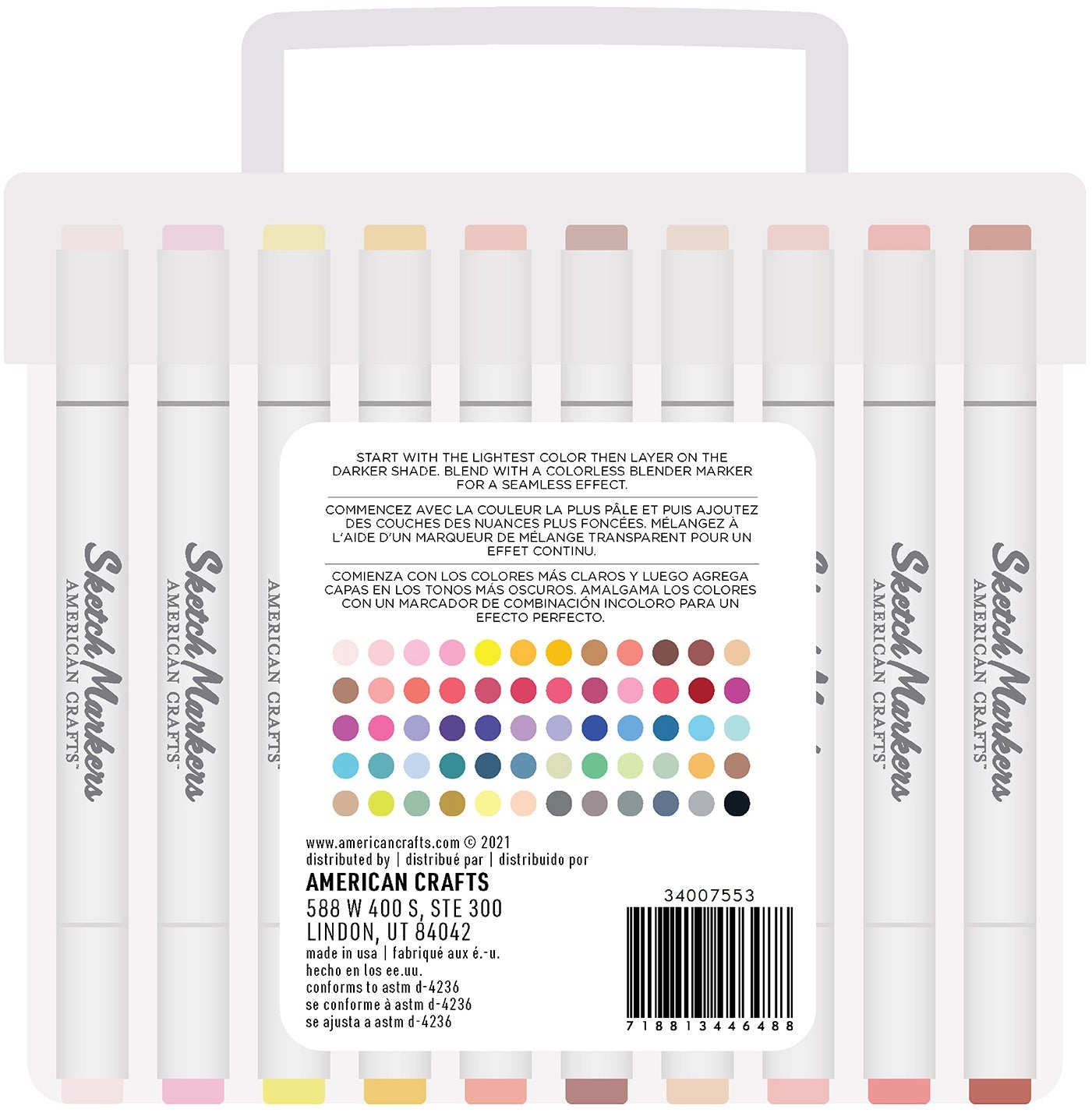 American Crafts Dual-Tip 48 Sketch Markers and 3 Colorless
