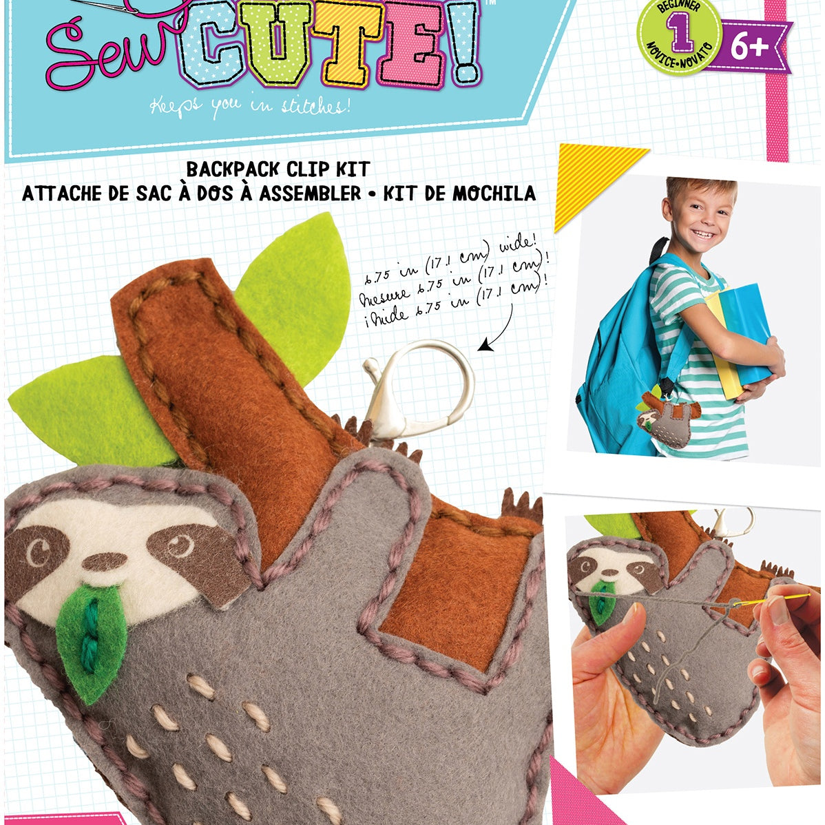 Sew Cute! Felt Sloth Keychain Kit