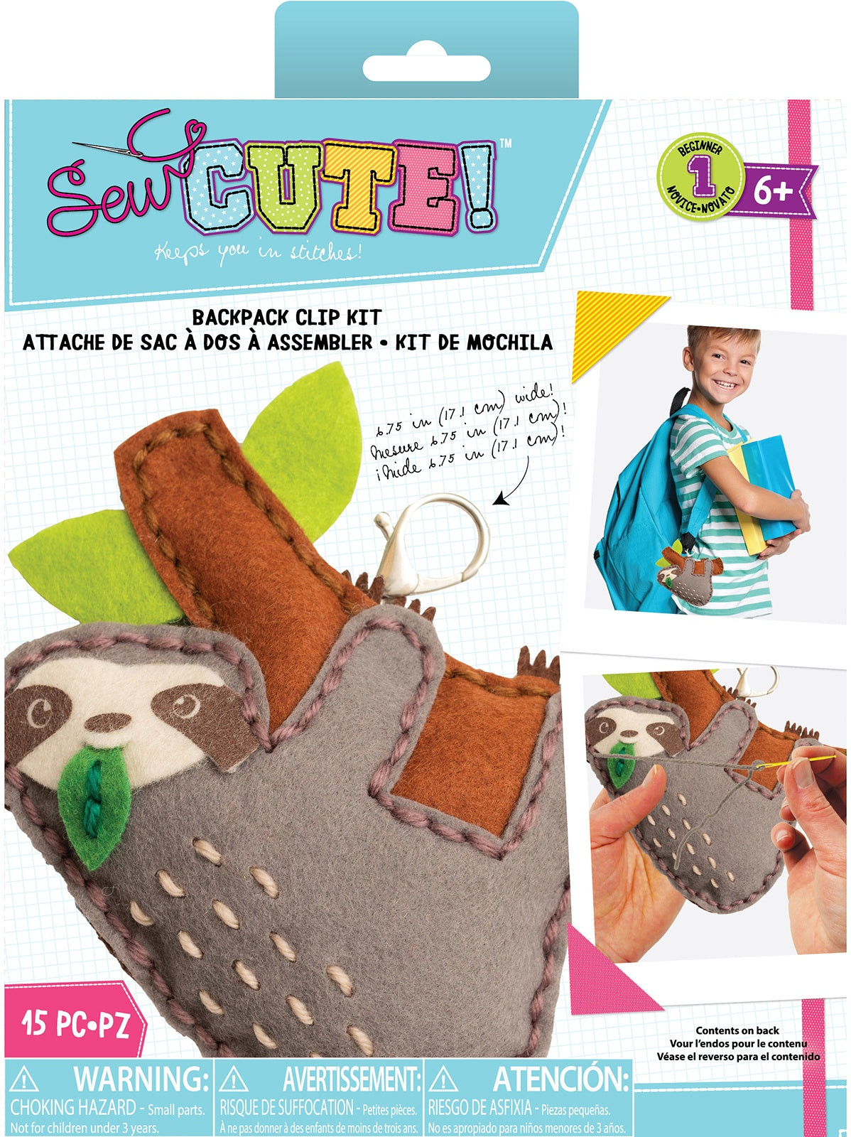 Colorbok Sew Cute Felt Keychain-Sloth