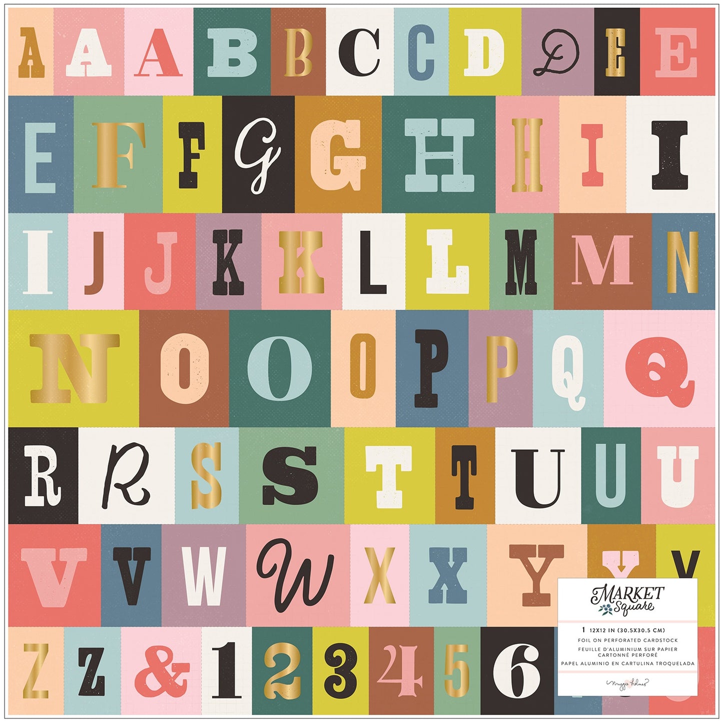 Maggie Holmes Market Square Specialty Paper 12"X12"-Foiled Cardstock Letter Press