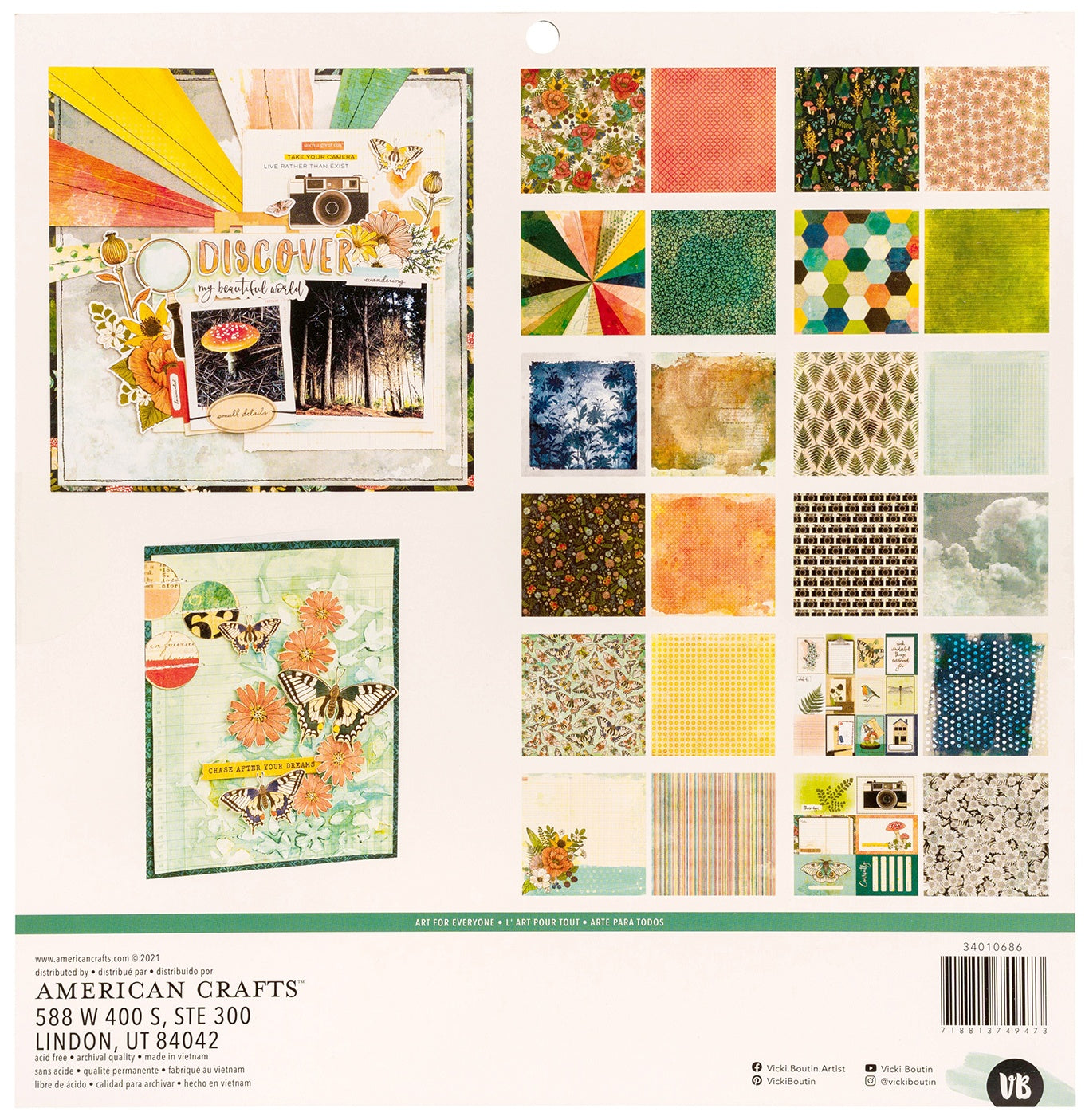 American Crafts Double-Sided Paper Pad 12"X12" 24/Pkg-Vicki Boutin Fernwood