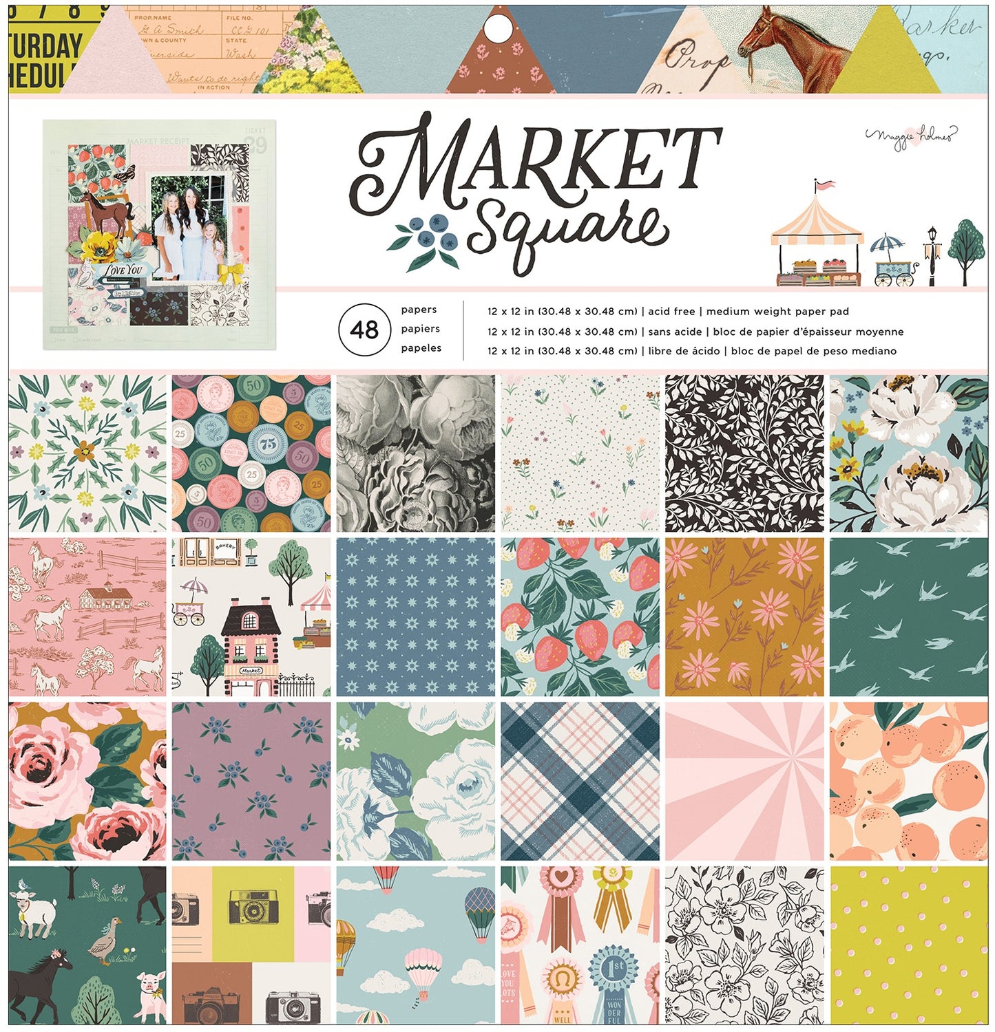 American Crafts Single-Sided Paper Pad 12"X12" 48/Pkg-Maggie Holmes Market Square