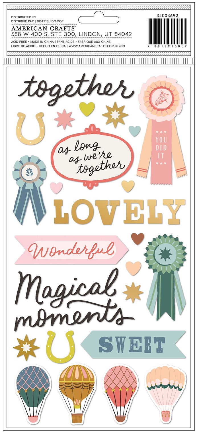 Maggie Holmes Market Square Thickers Stickers 78/Pkg-Together Phrase/Puffy