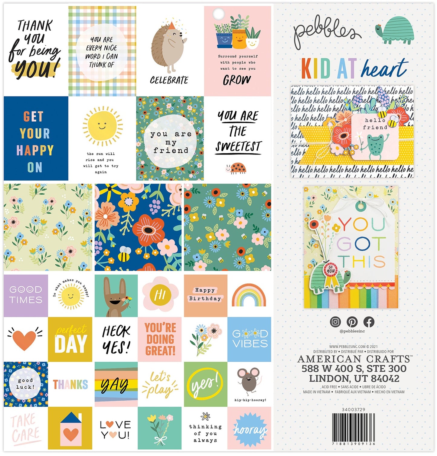 Pebbles Single-Sided Paper Pad 12"X12" 48/Pkg-Kid At Heart, 24 Designs