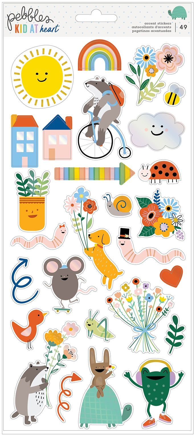 Kid At Heart Cardstock Stickers 6"X12" 49/Pkg-Icons W/Foil Accents