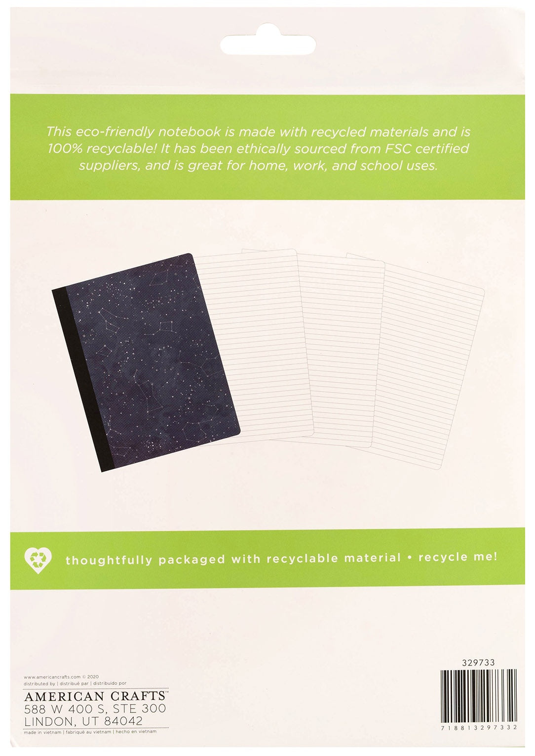 AC Sustainable Journaling Notebook 7.5"X9.75" W/80 Sheets-Galaxy