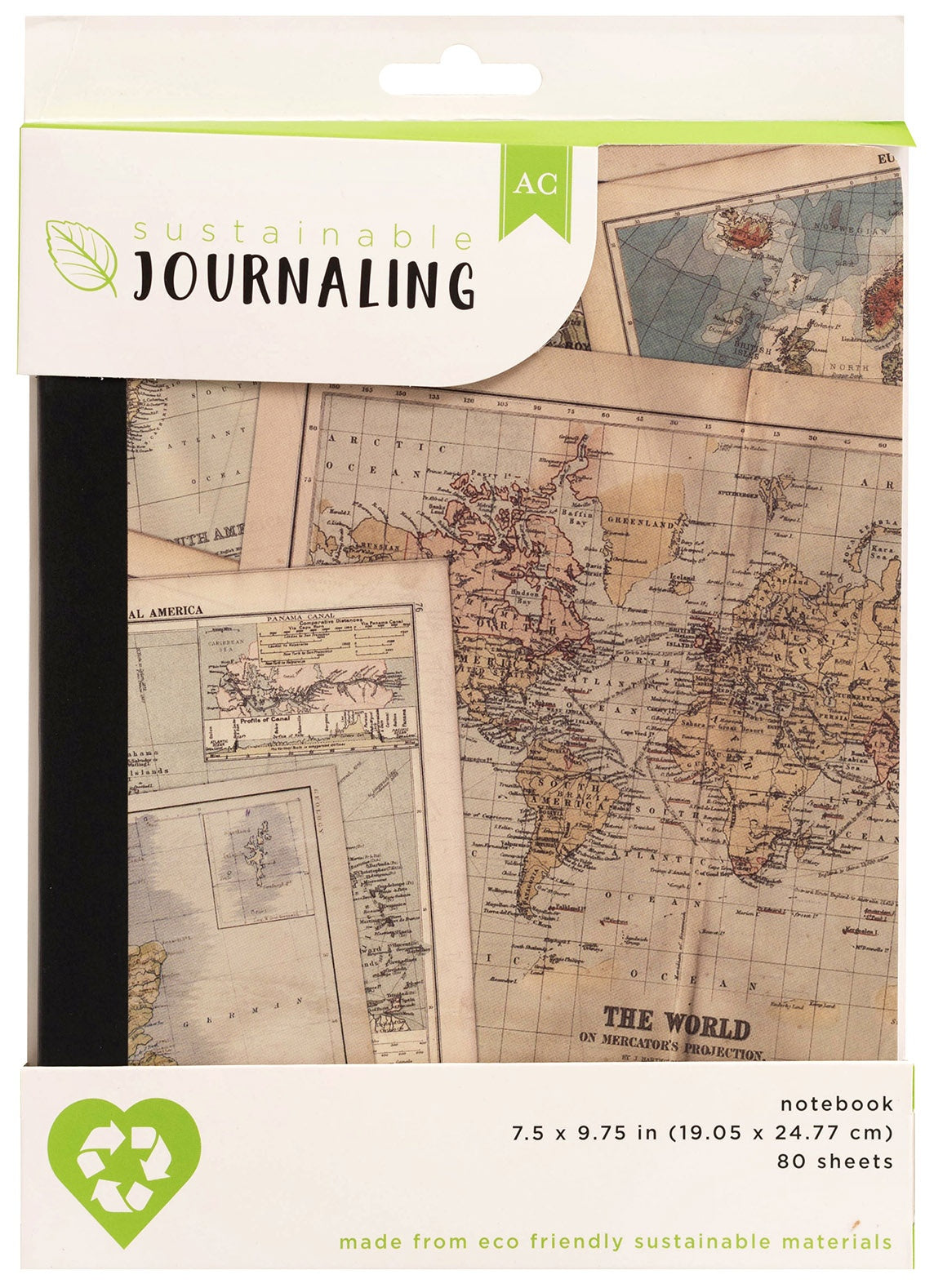 AC Sustainable Journaling Notebook 7.5"X9.75" W/80 Sheets-Maps