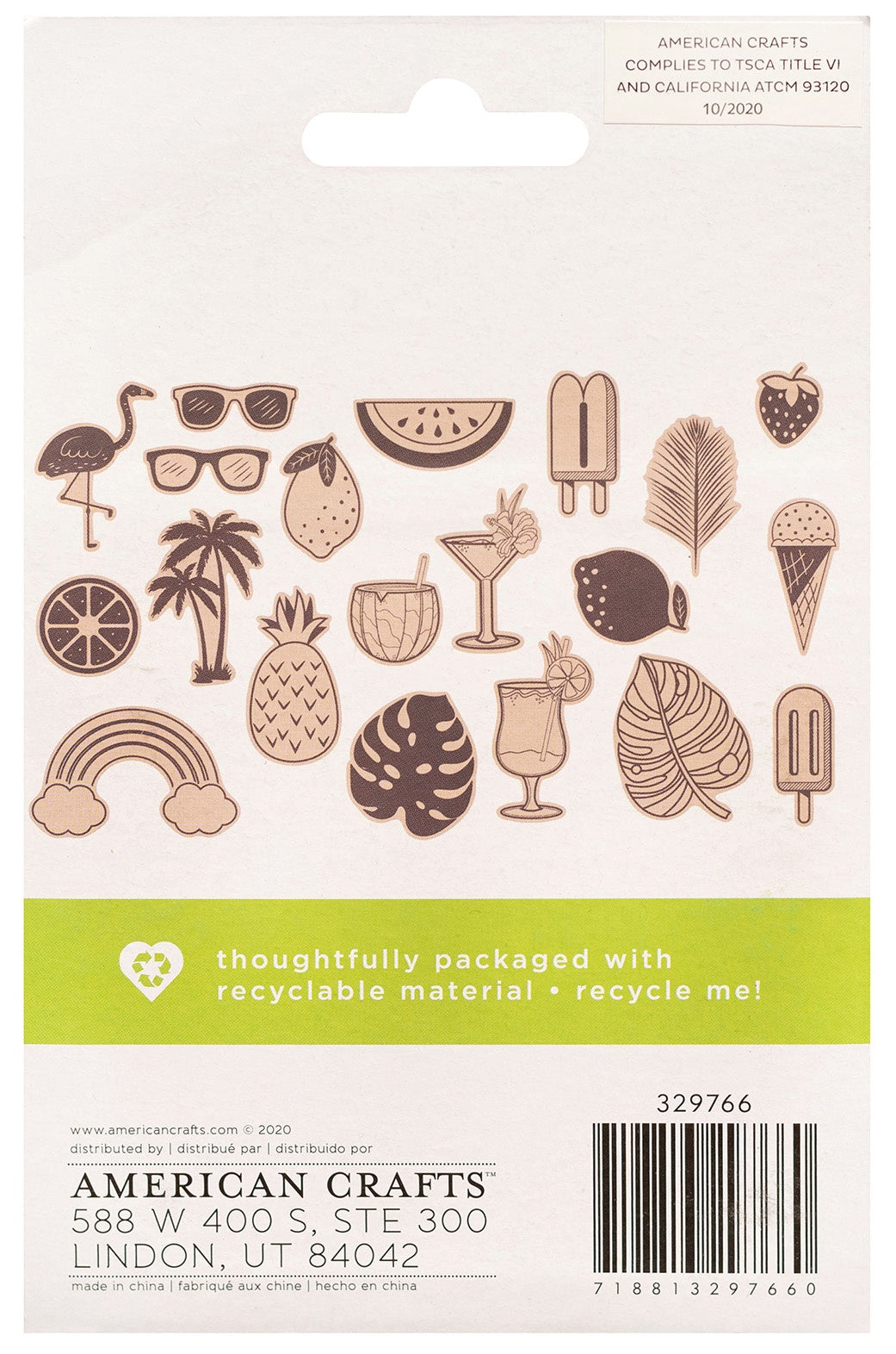 AC Sustainable Journaling Wood Shapes 20/Pkg-Tropical
