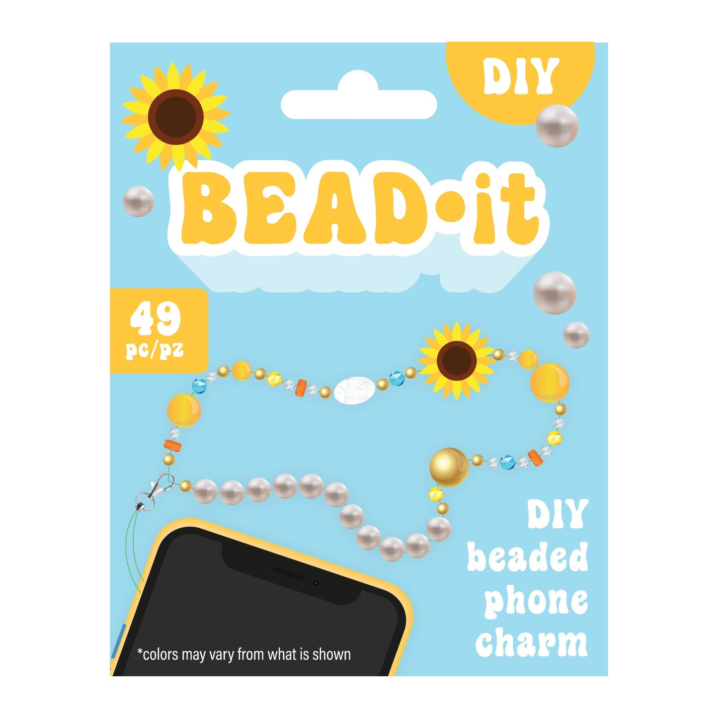 Bead It DIY Phone Charm Kit-Sunflower, 49 Pieces