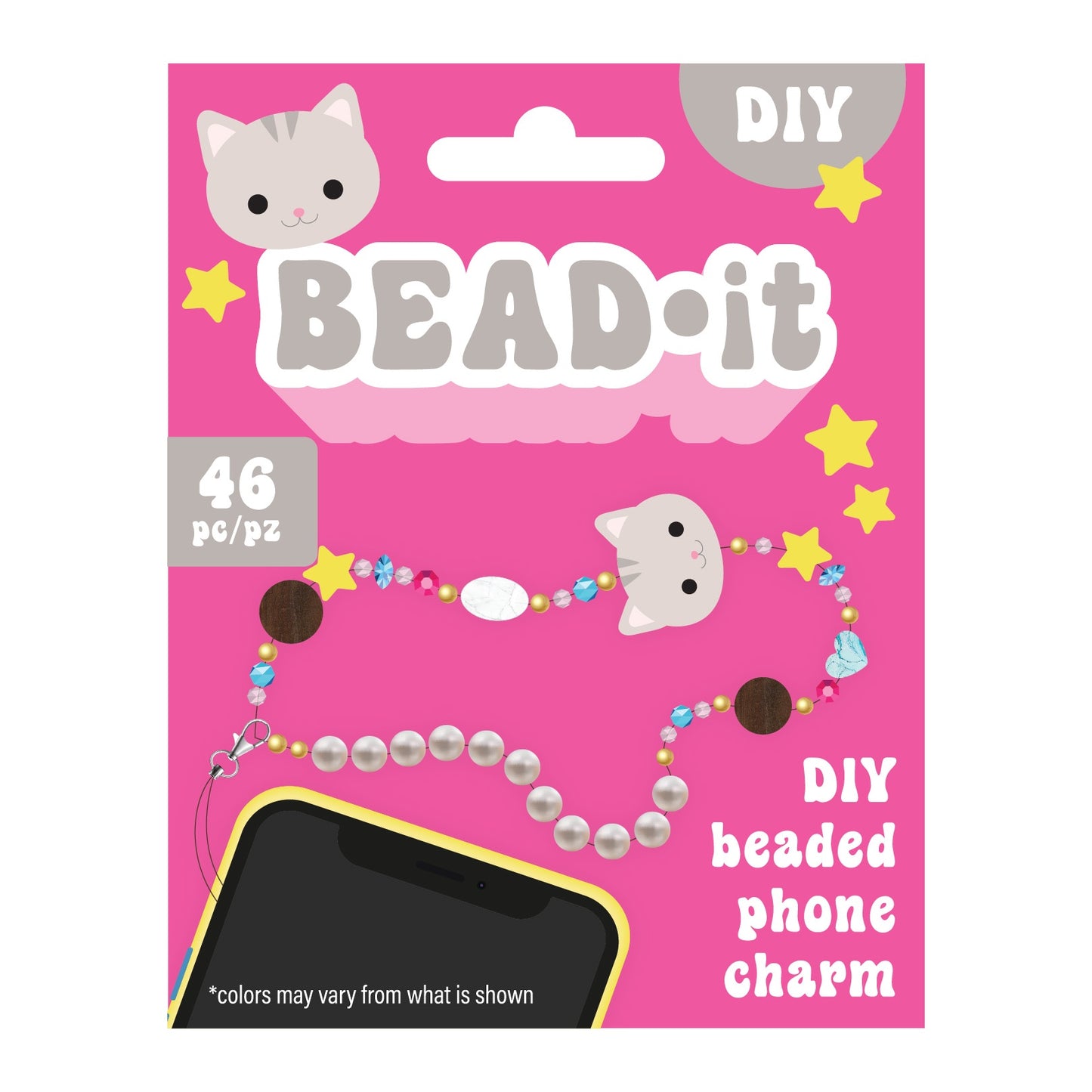 Bead It DIY Phone Charm Kit-Kitty, 46 Pieces