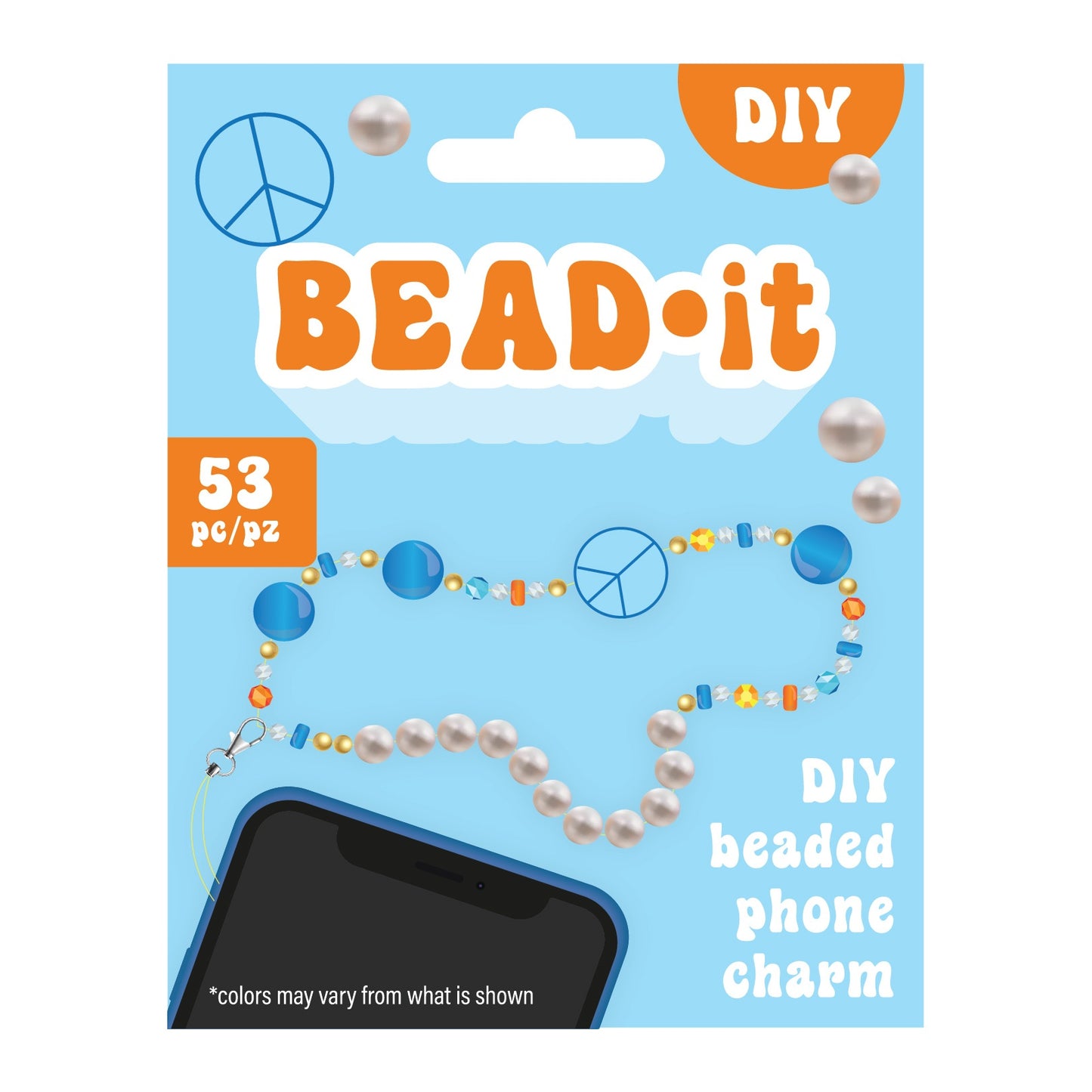 Bead It DIY Phone Charm Kit-Peace Sign, 53 Pieces
