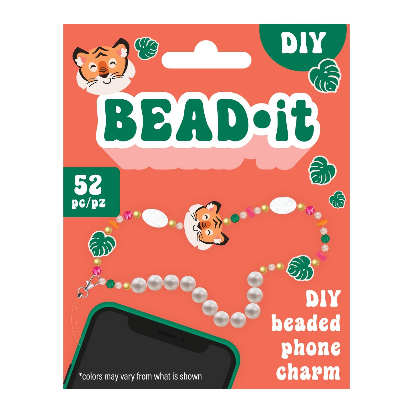 Bead It DIY Phone Charm Kit-Tiger, 52 Pieces
