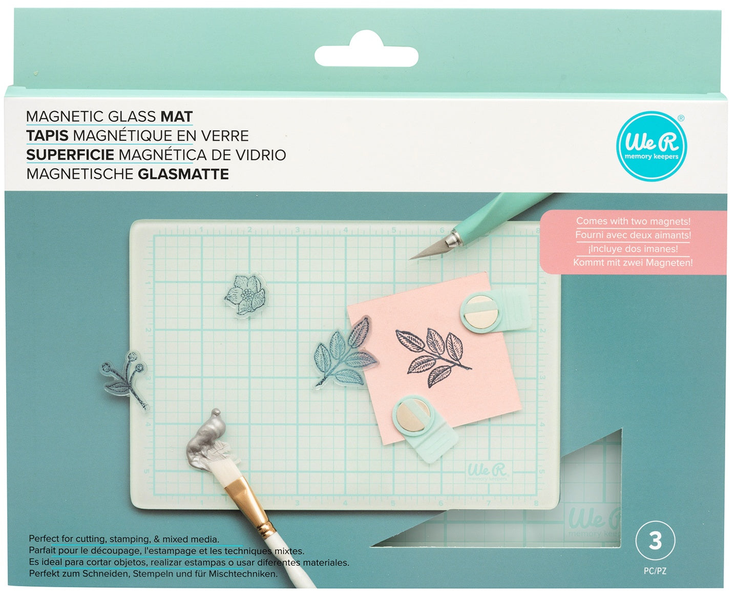  We R Memory Keepers Glass Cutting Mat, White, Sturdy Craft Work  Surface, Easy Cleanup, Measuring, Draw Straight Lines, Good for Polymer  Clay, Ink, Paint, Card Making, Paper Cutting, and More