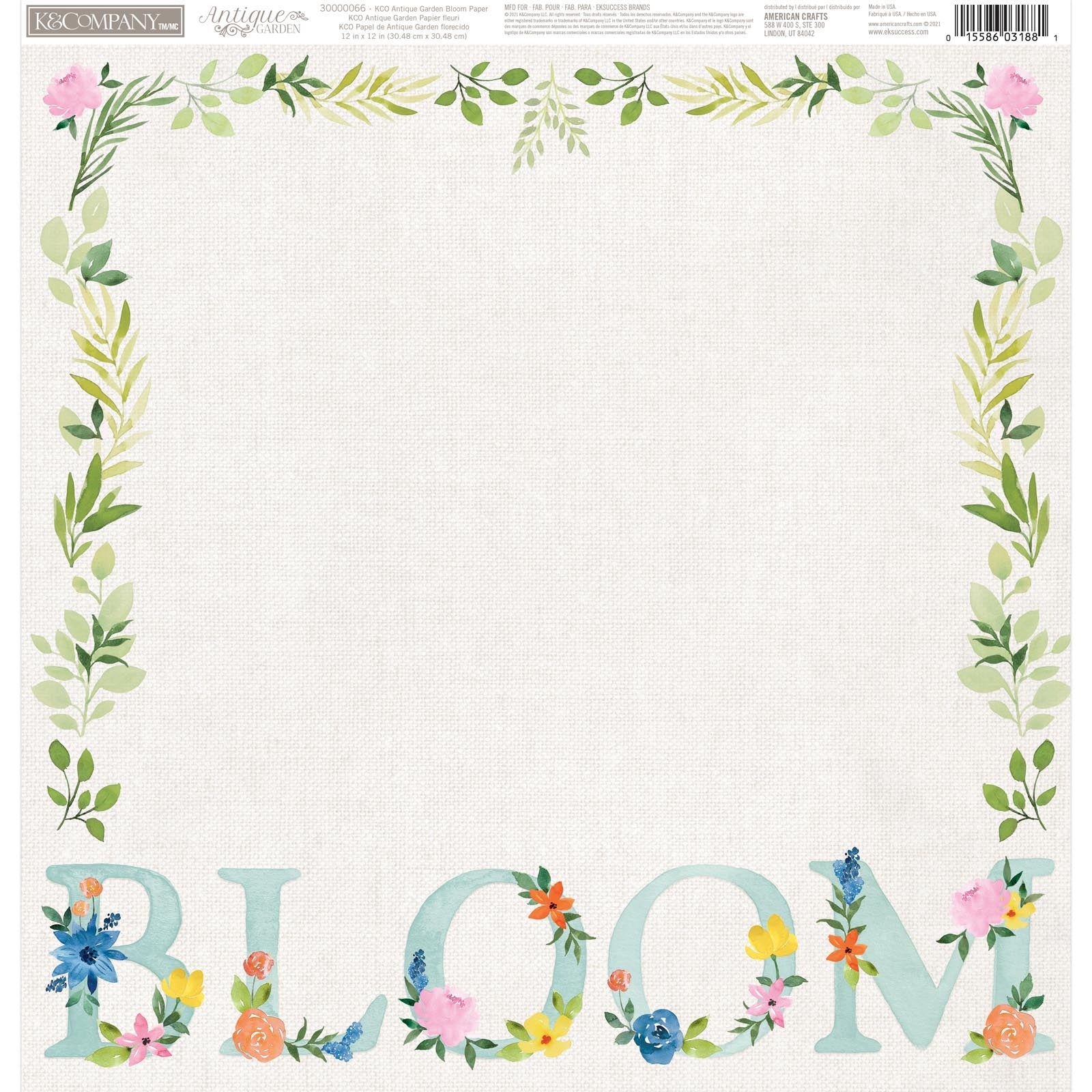 K&Co Scrapbook 12x12 Frame-A-Name Indigo Floral