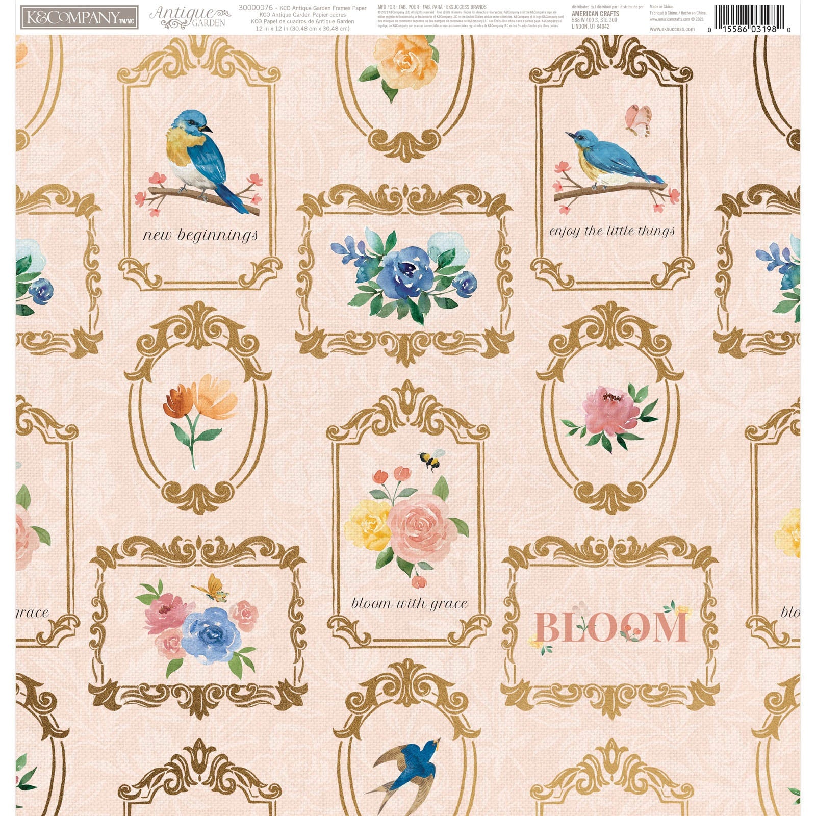 K&Company Antique Garden Frames Double-Sided 12x12" Paper Pack