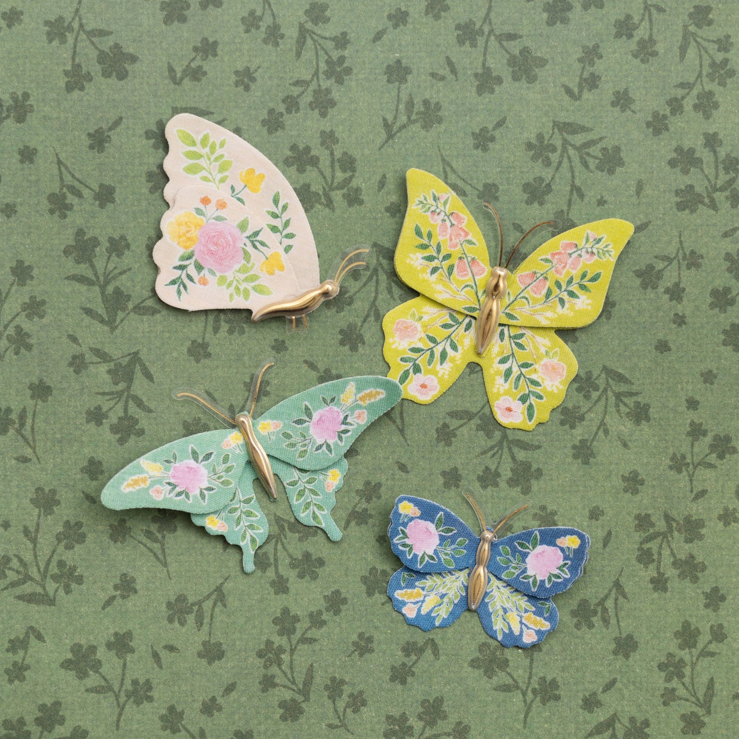 K&Company Antique Garden Dimensional Stickers 8/Pkg-Fabric Butterfly