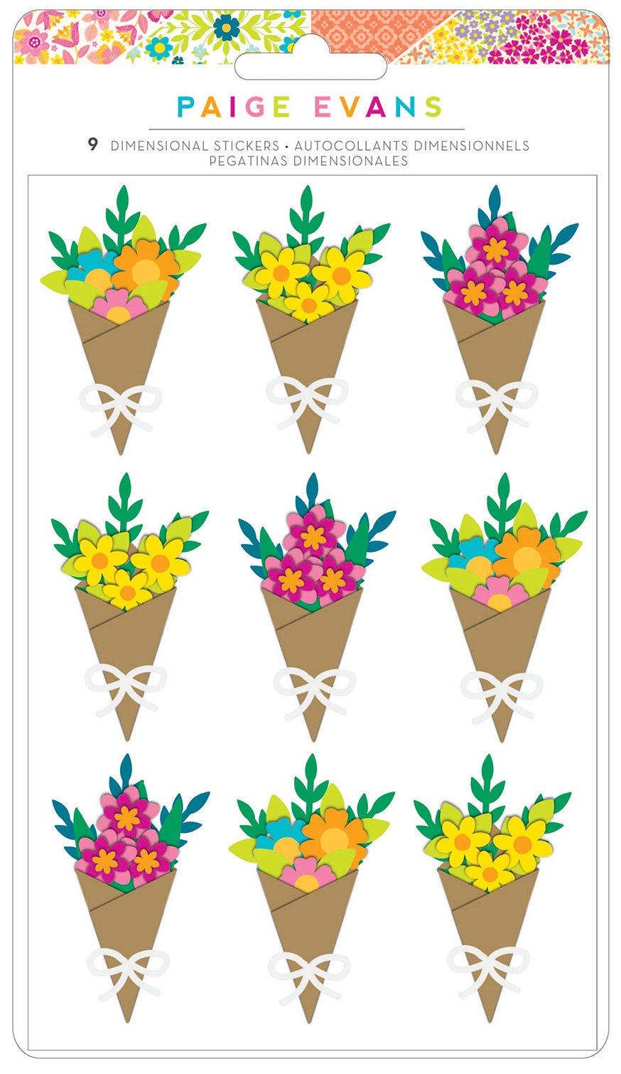 Paige Evans Splendid Dimensional Stickers 9/Pkg-Bouquets