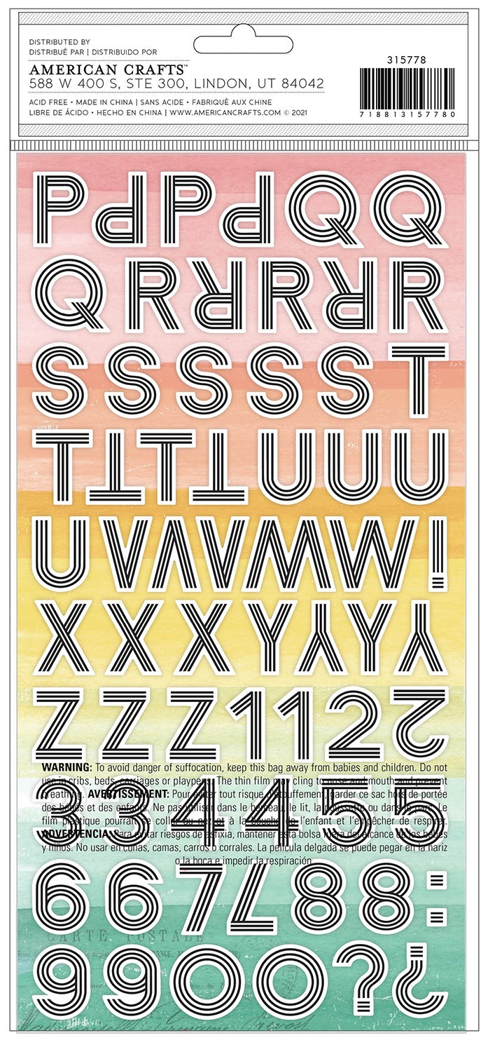 Heidi Swapp Sun Chaser Thickers Stickers 133/Pkg-Alphabet