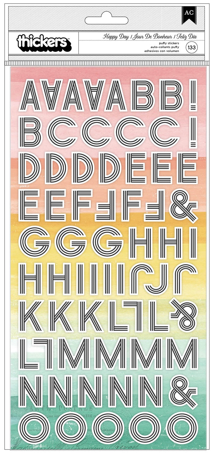 Heidi Swapp Sun Chaser Thickers Stickers 133/Pkg-Alphabet