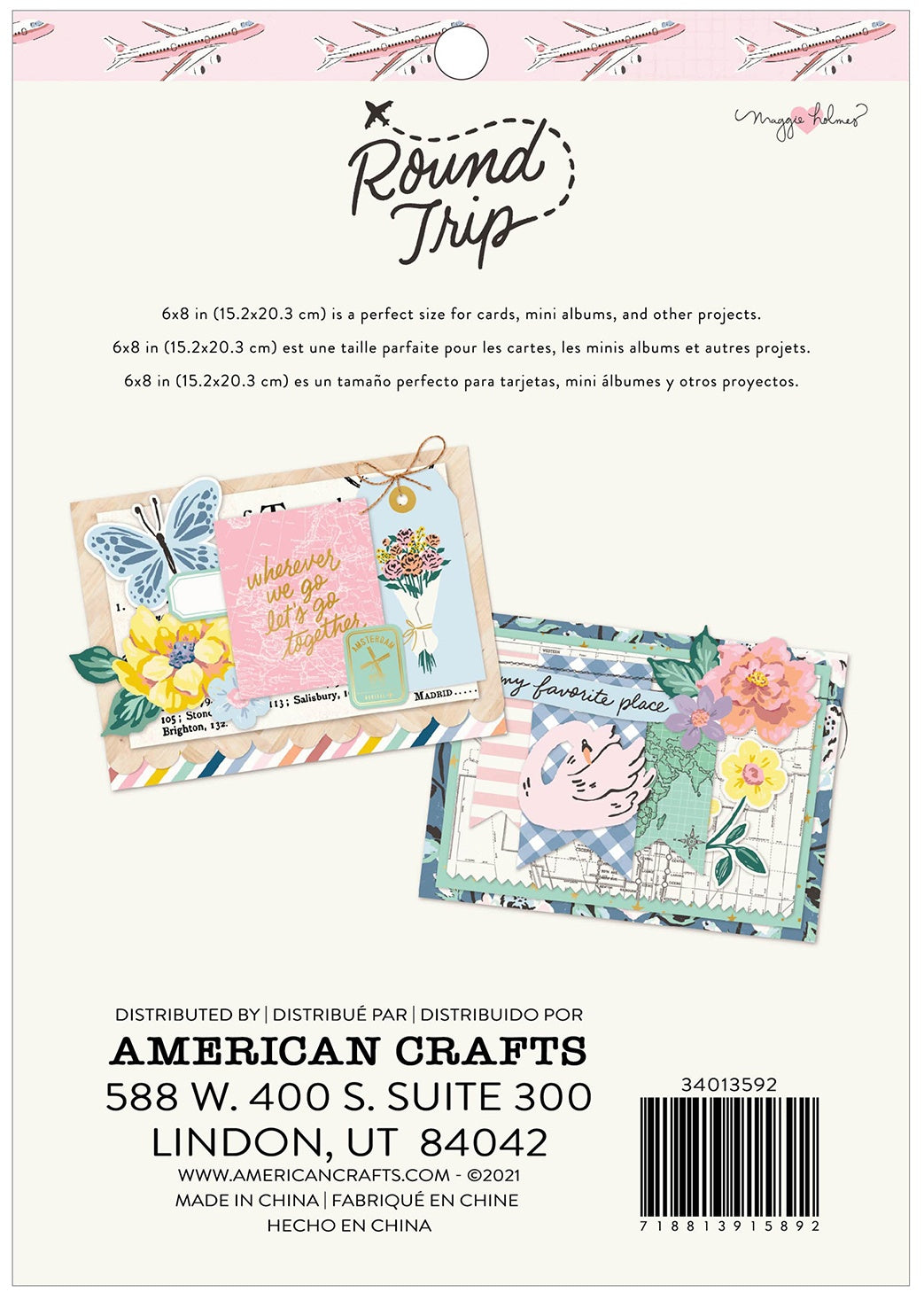 American Crafts Single-Sided Paper Pad 6"X8" 36/Pkg-Maggie Holmes Round Trip