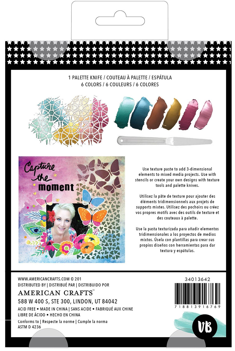 Vicki Boutin Mixed Media Metallic Texture Paste Set-(6) Colors & (1) Palette Knife
