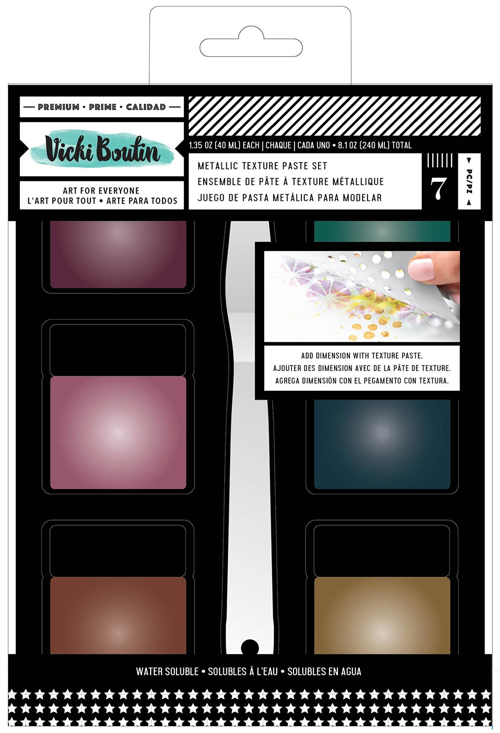Vicki Boutin Mixed Media Metallic Texture Paste Set-(6) Colors & (1) Palette Knife