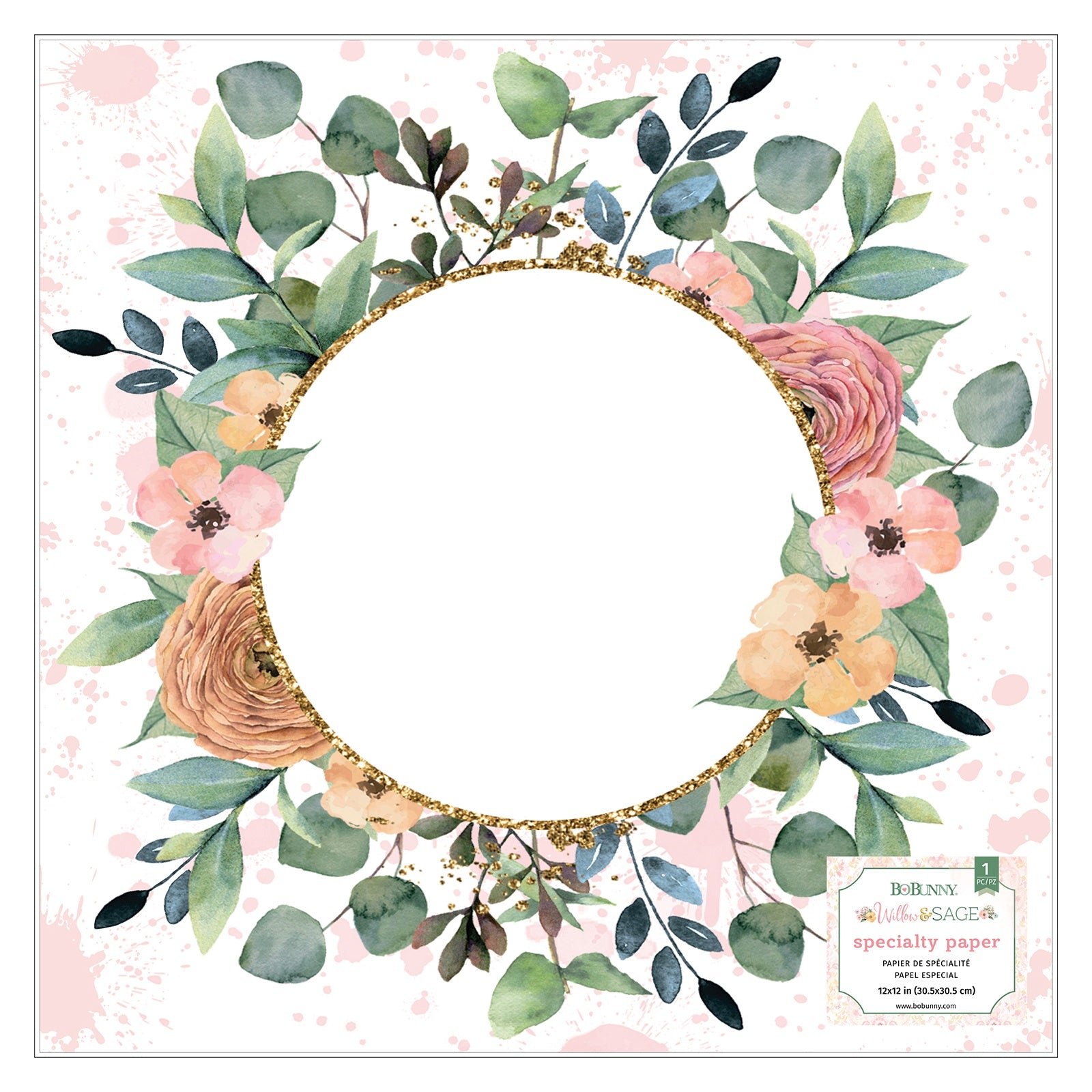 BoBunny Willow & Sage Printed Acetate 12x12" Specialty Paper Sheet