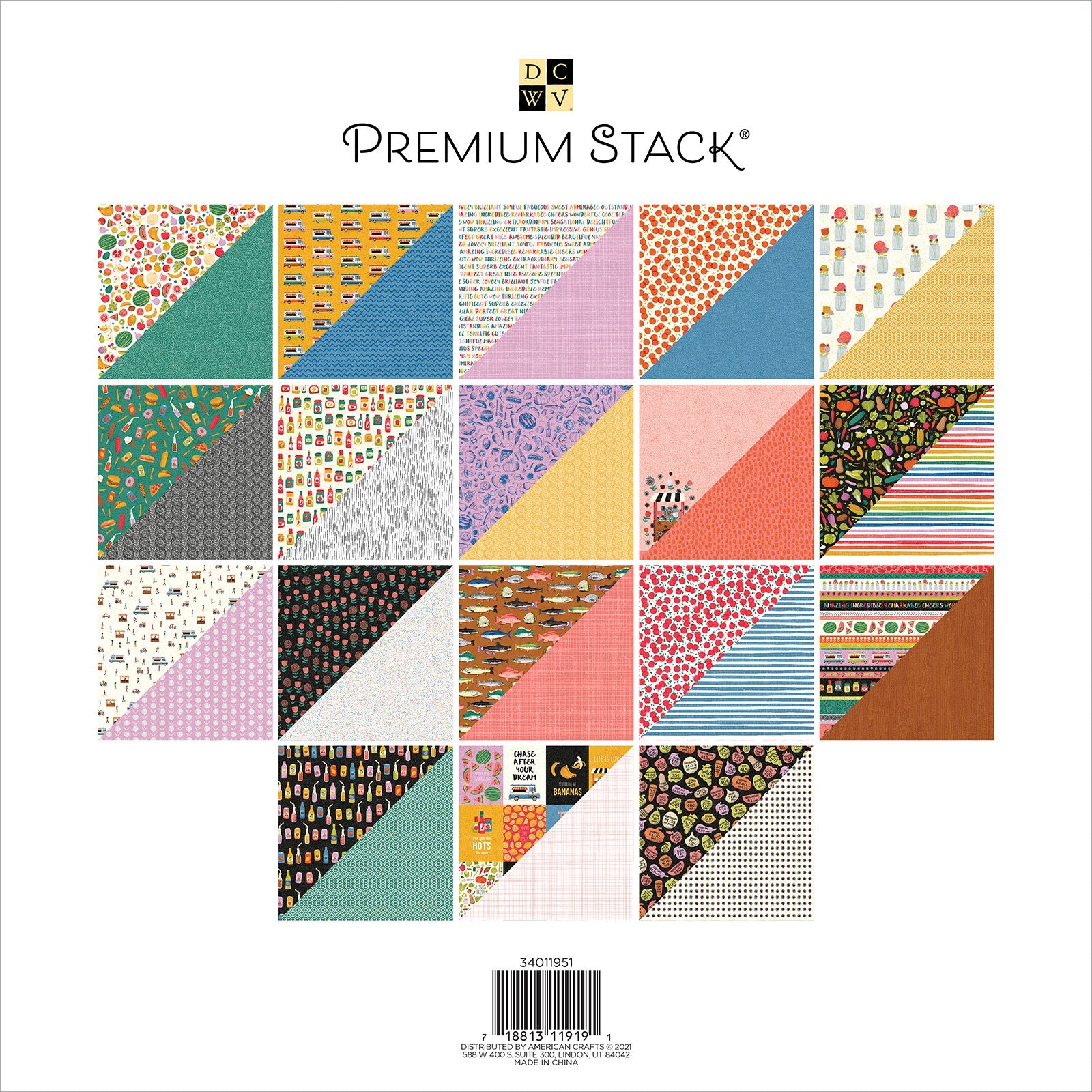 DCWV Double-Sided 12x12" Cardstock Stack - Street Market, with Gloss