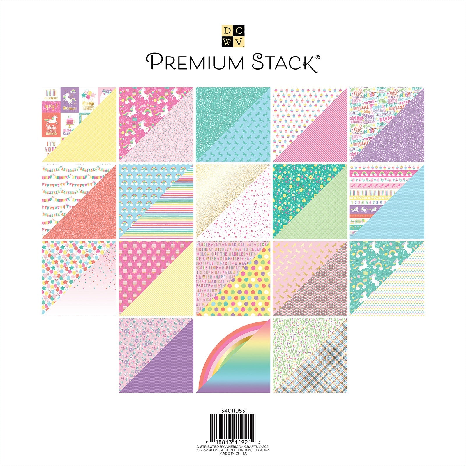 DCWV Double-Sided Cardstock Stack 12"X12" 36/Pkg-Birthday Brights