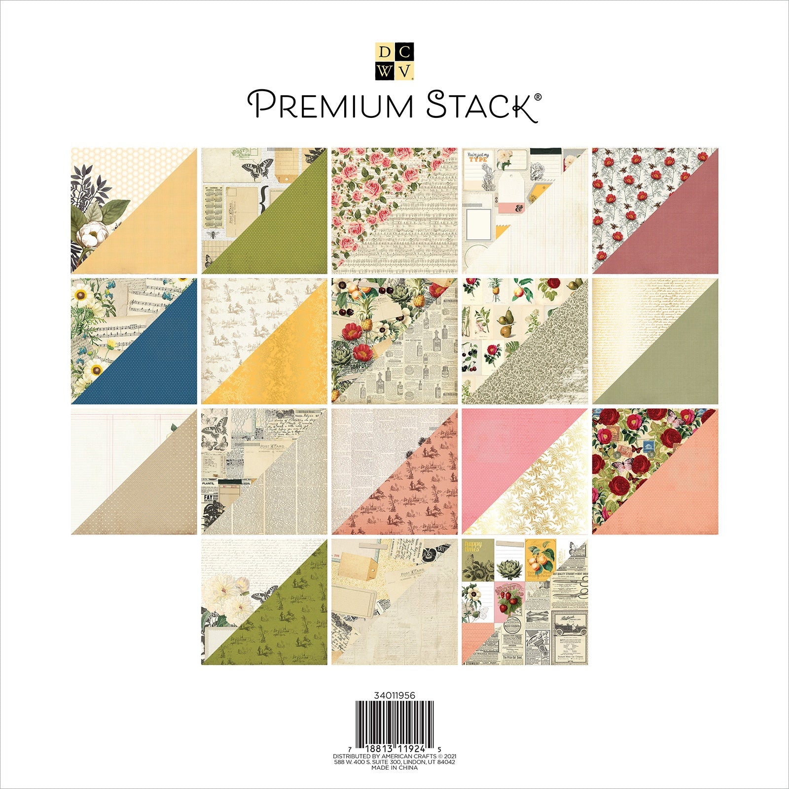 DCWV Vintage Double-Sided 12x12" Cardstock Stack