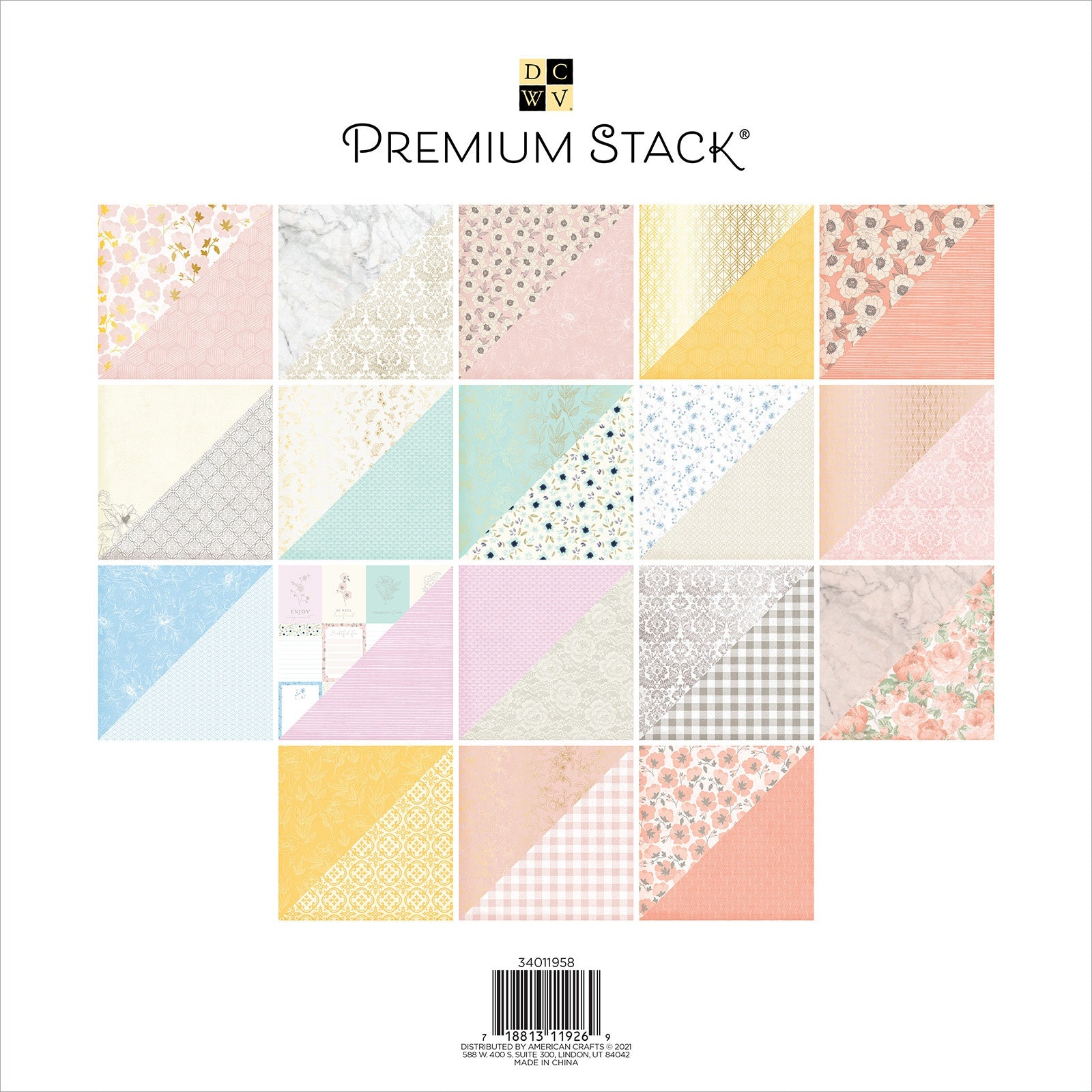 DCWV Double-Sided 12x12" Cardstock Stack - Magnolia, with Gold Foil