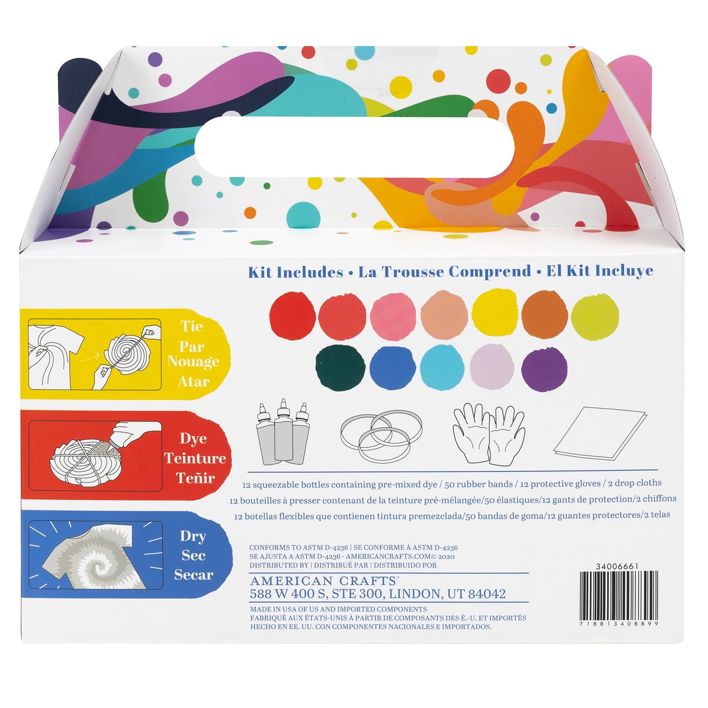 American Crafts Tie Dye Kit 4oz 76/Pkg-12 Primary Colors