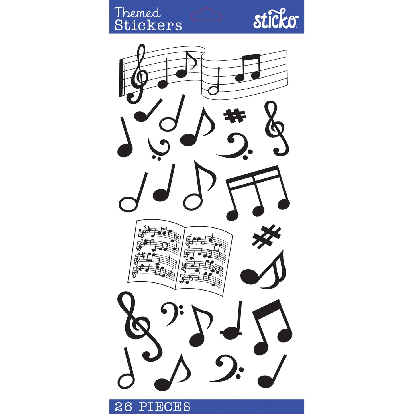 Sticko Themed Stickers-Silhouette Music Notes Classic