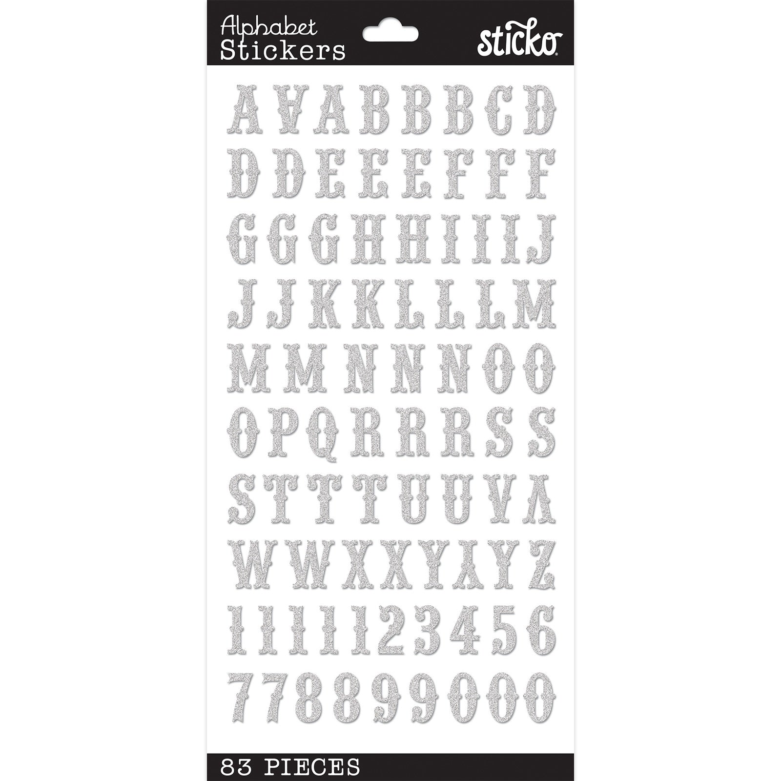 Sticko Alphabet Stickers - Carnival, Silver, 83pcs