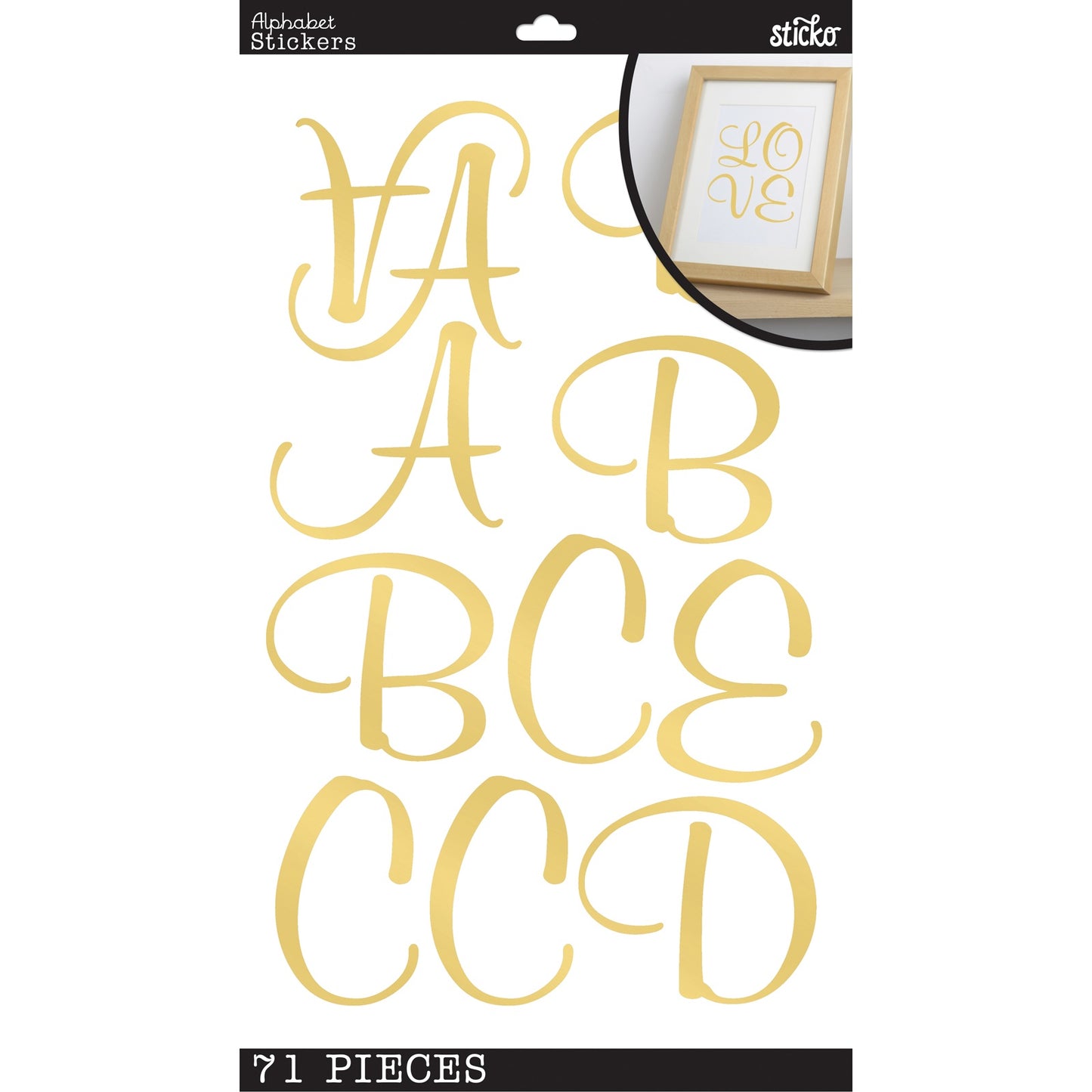 Sticko Alphabet Stickers-Gold Script Poster