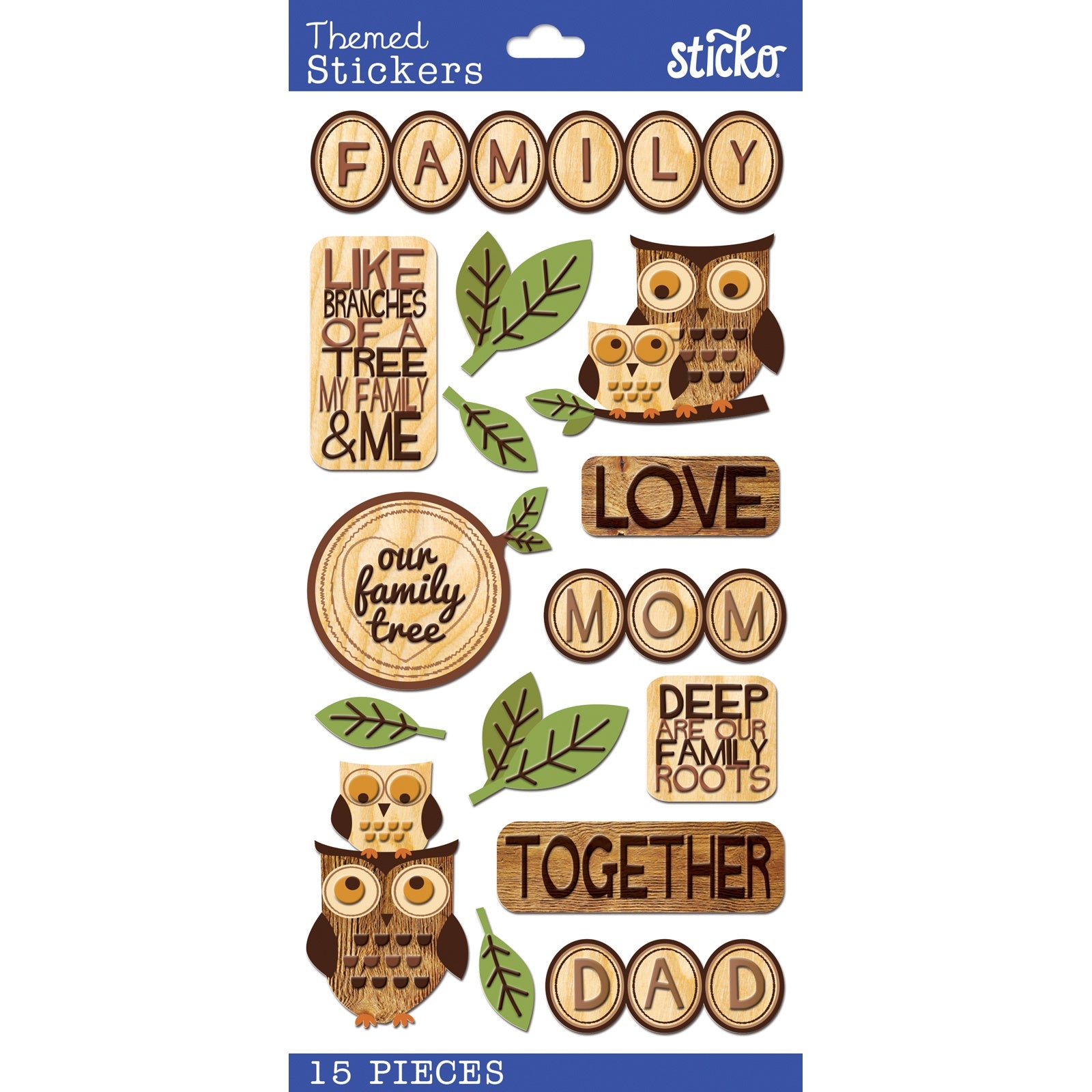 Sticko Themed Stickers - Wood Family, 15pcs