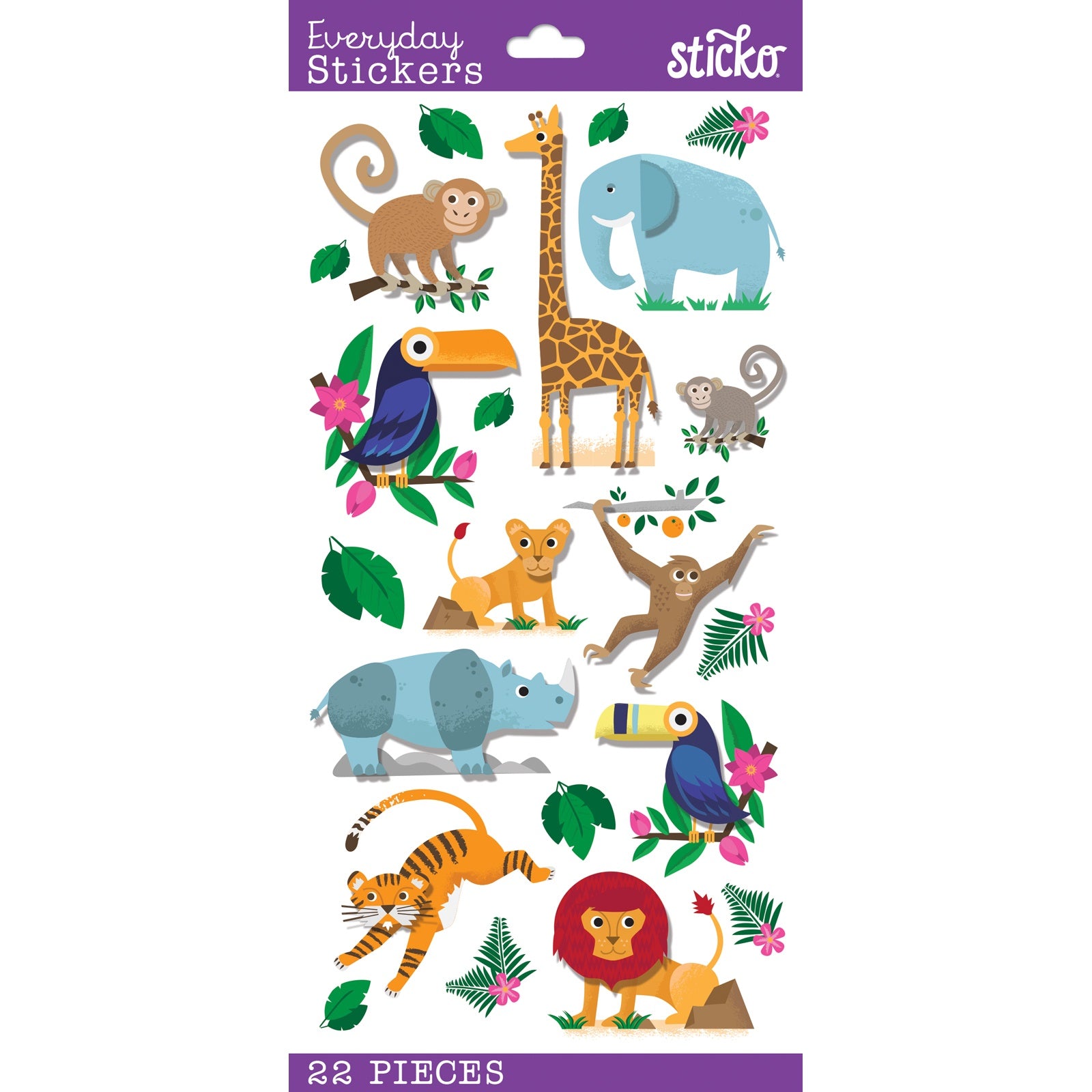 Sticko Themed Stickers - Jungle Animals, 22pcs
