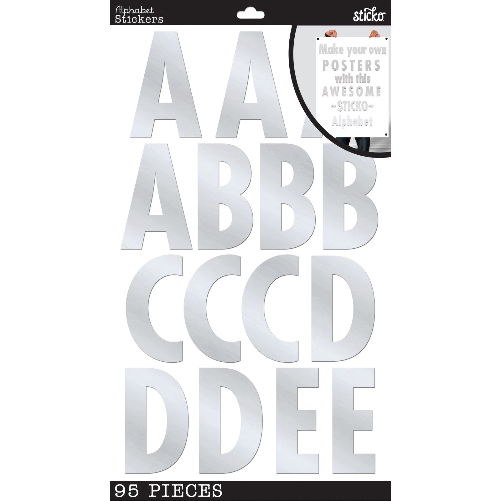 Sticko Alphabet Stickers-Silver Poster