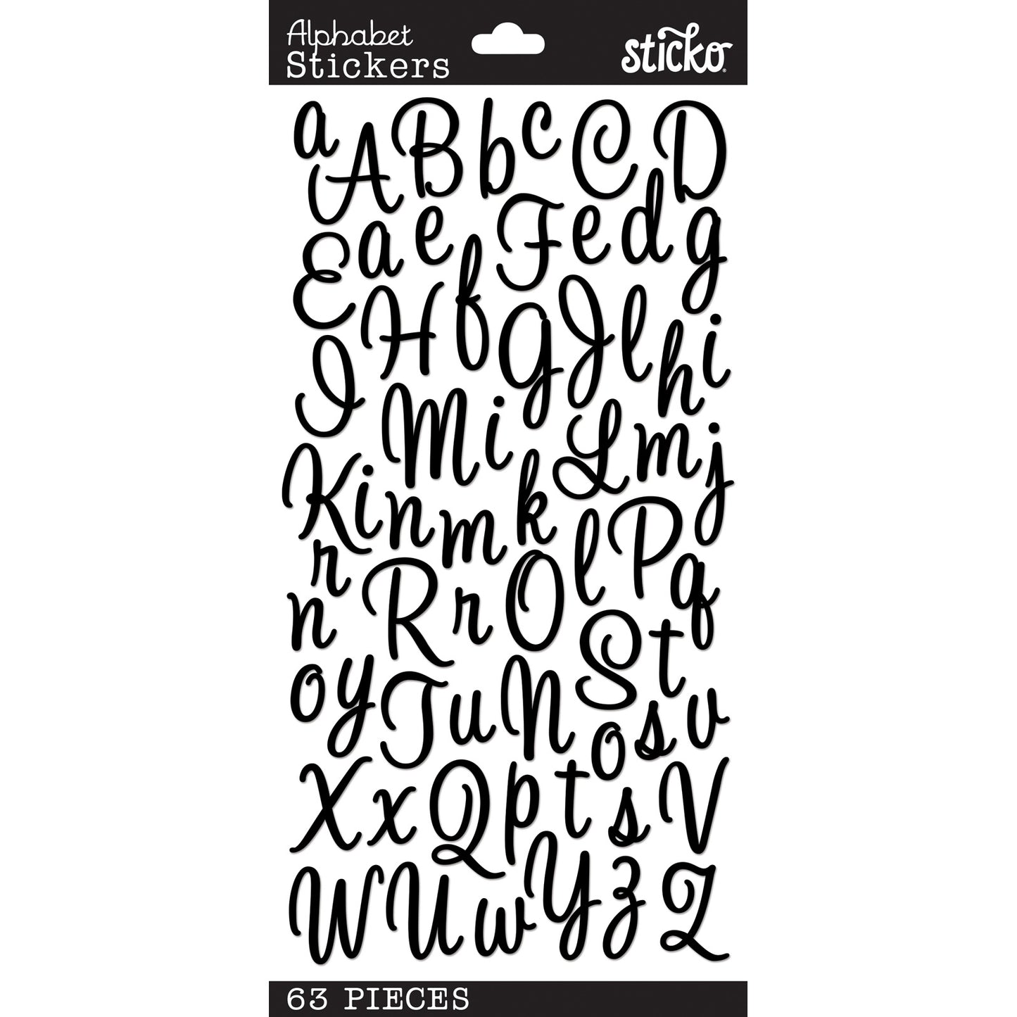 Sticko Alphabet Stickers-Sweetheart Script Black