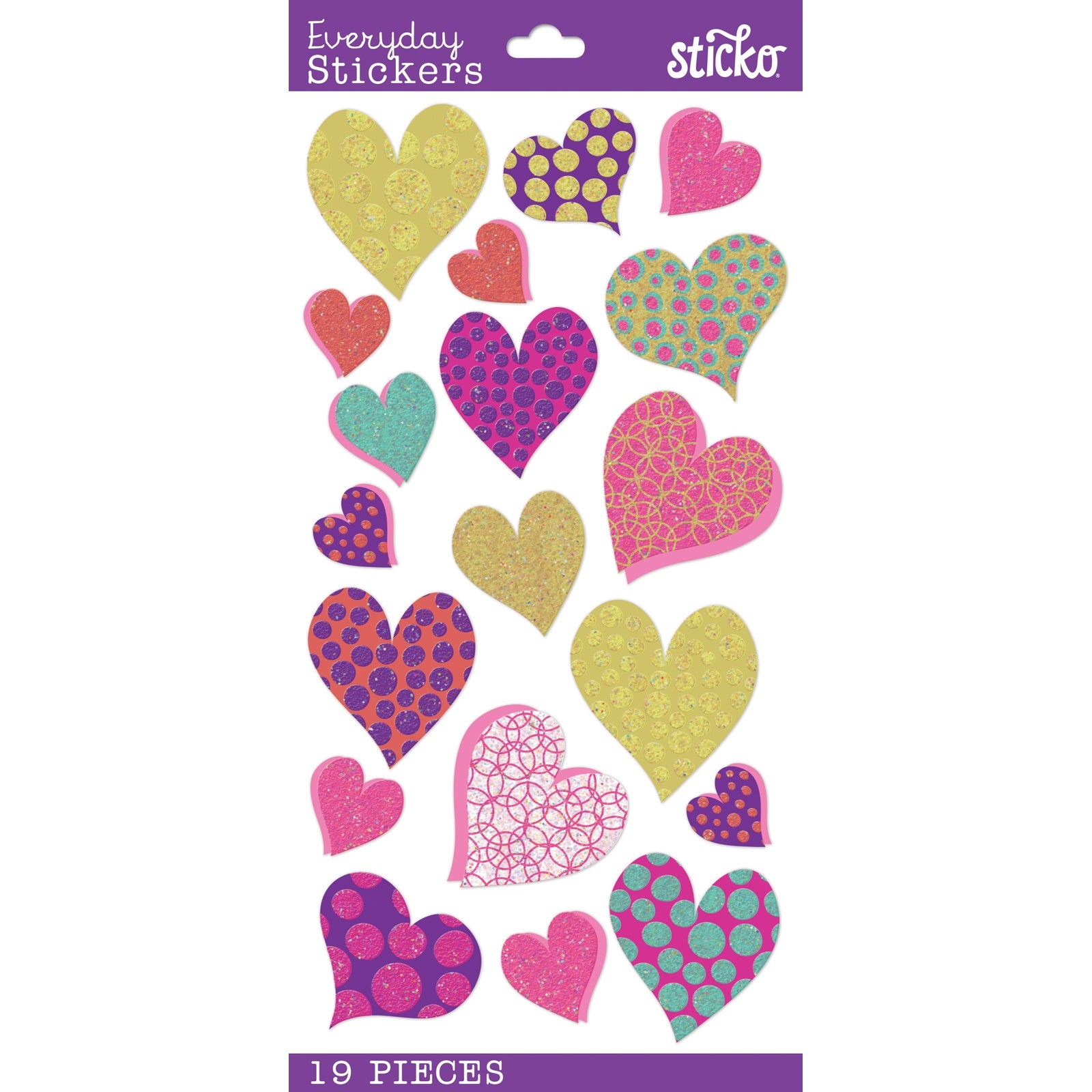 Sticko Themed Stickers - Heart Circles, 19pcs