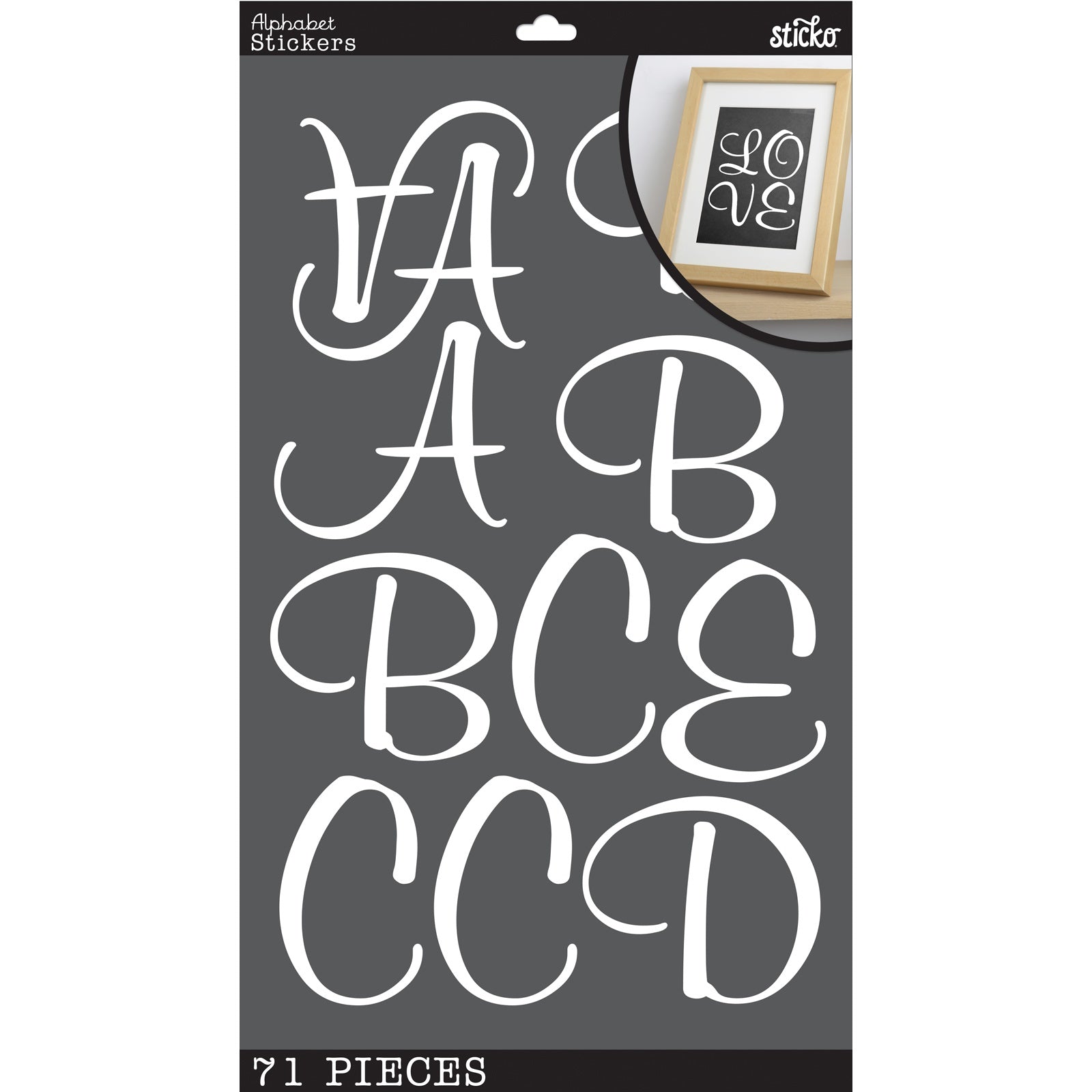 Sticko Alphabet Stickers-White Script Poster