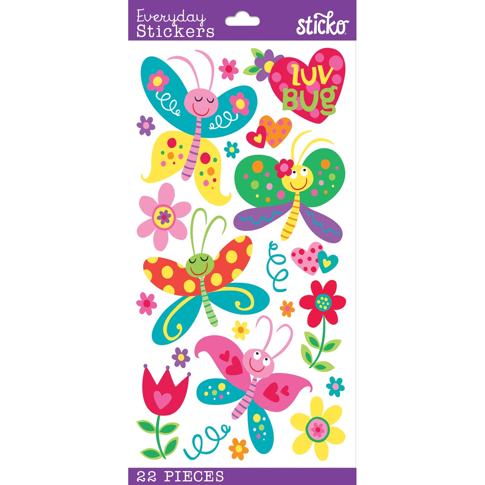 Sticko Themed Stickers - Love Bug, 22pcs